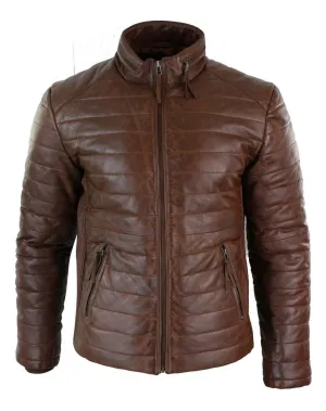Real Leather Quilted Puffer Jacket