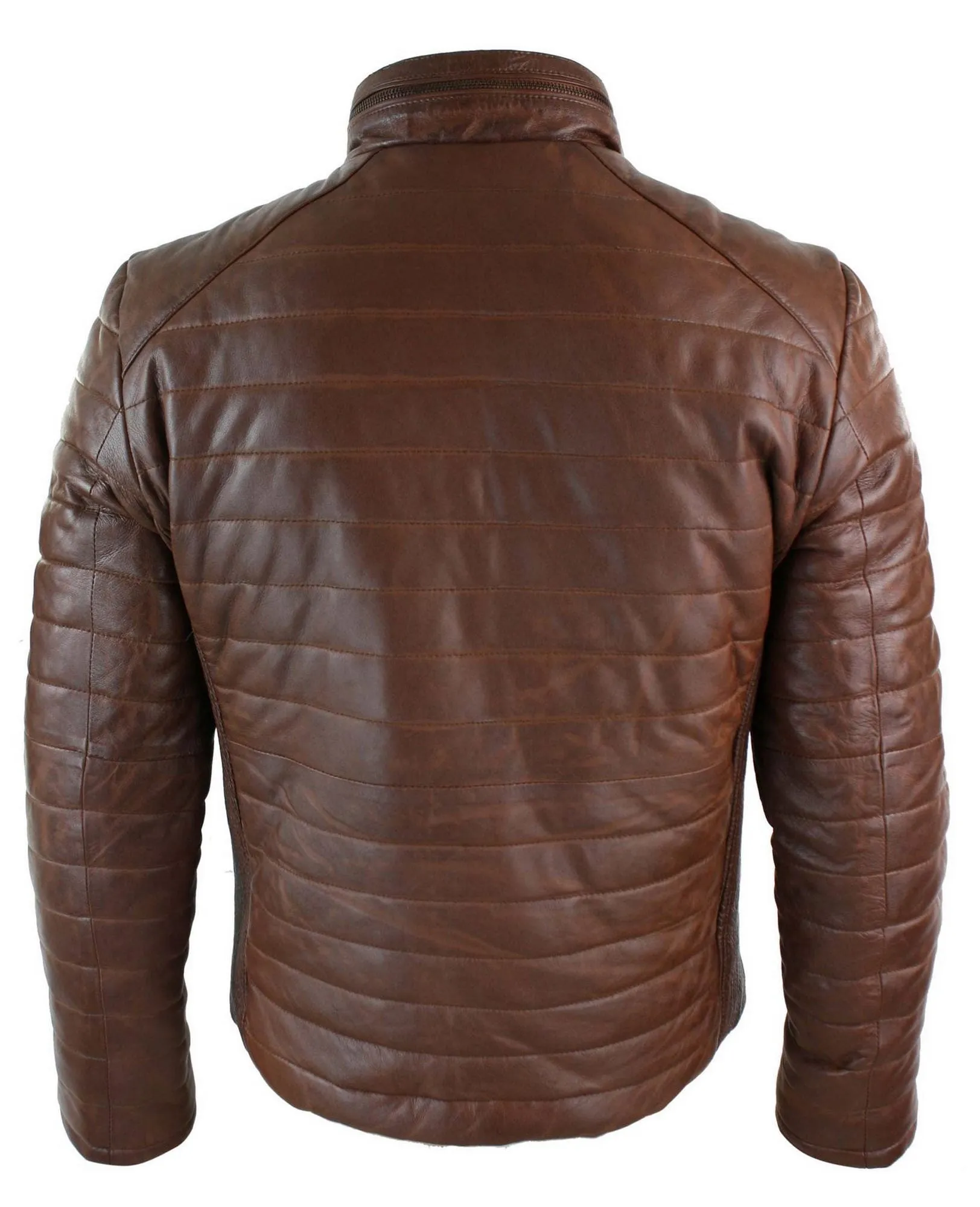 Real Leather Quilted Puffer Jacket