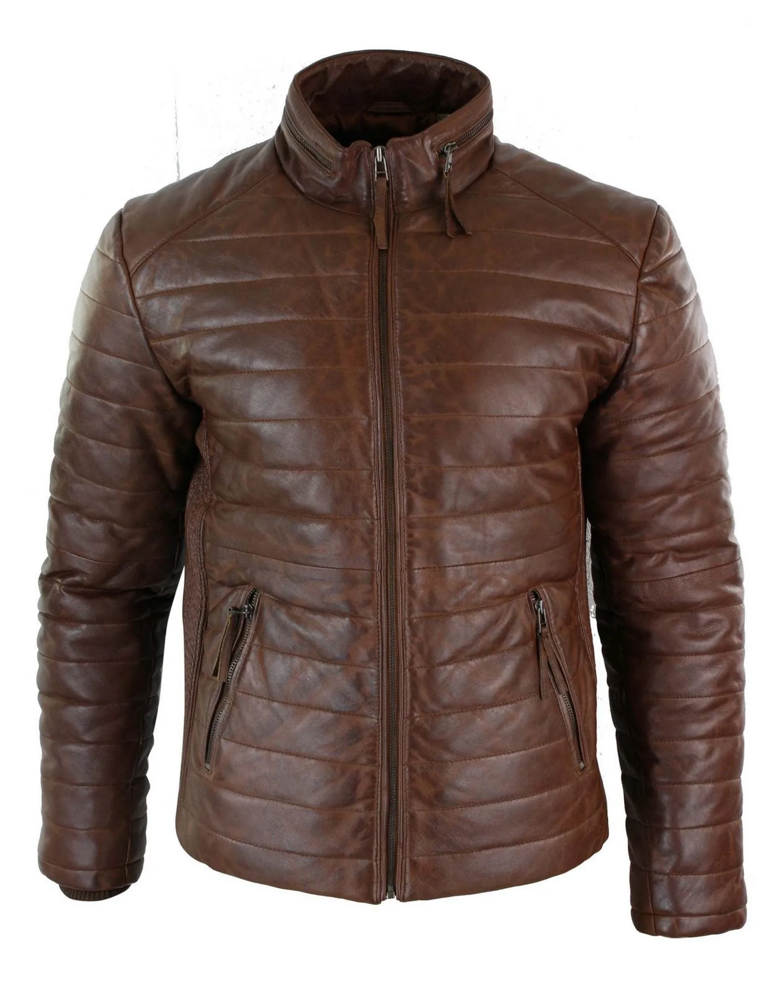 Real Leather Quilted Puffer Jacket