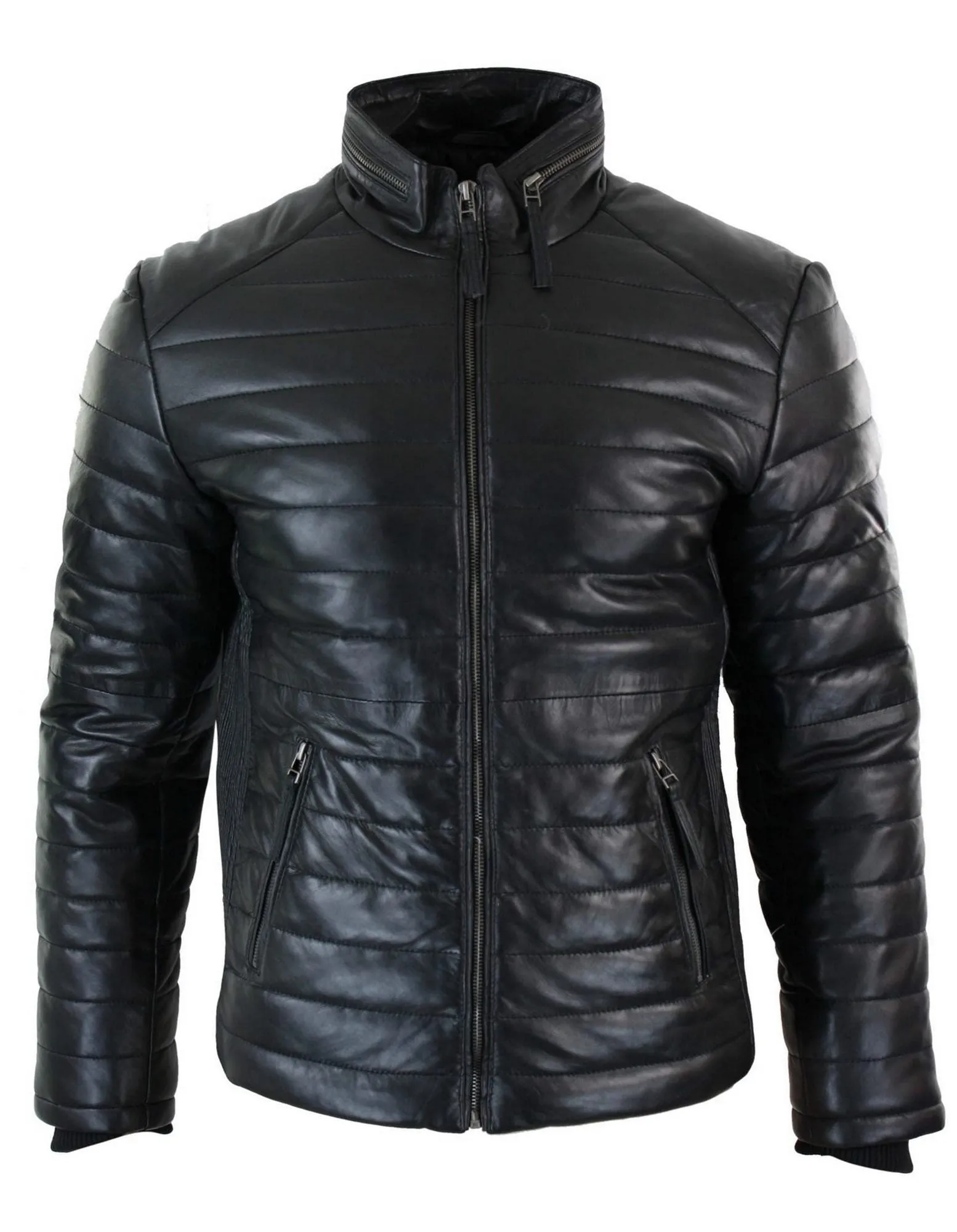 Real Leather Quilted Puffer Jacket