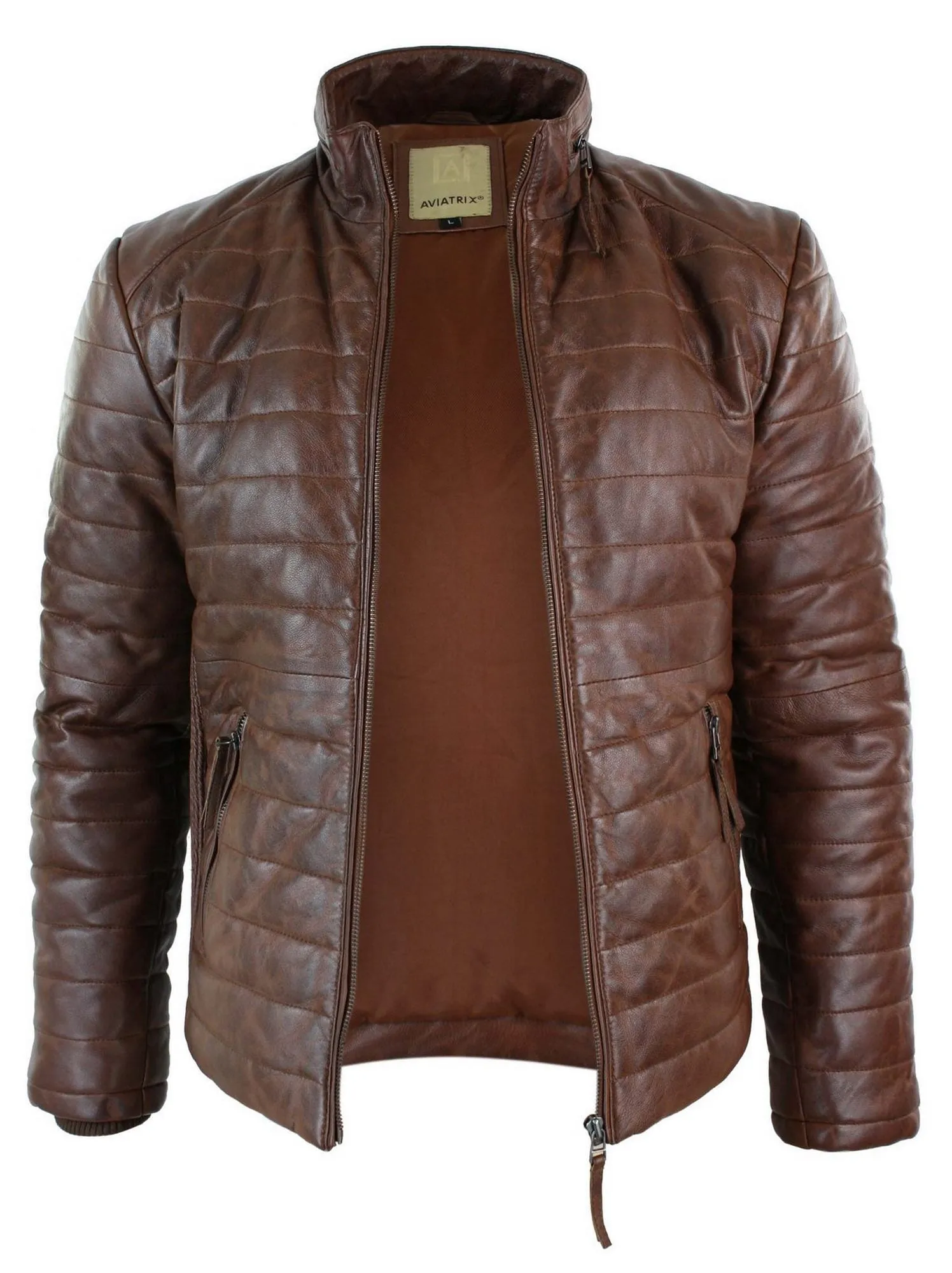 Real Leather Quilted Puffer Jacket