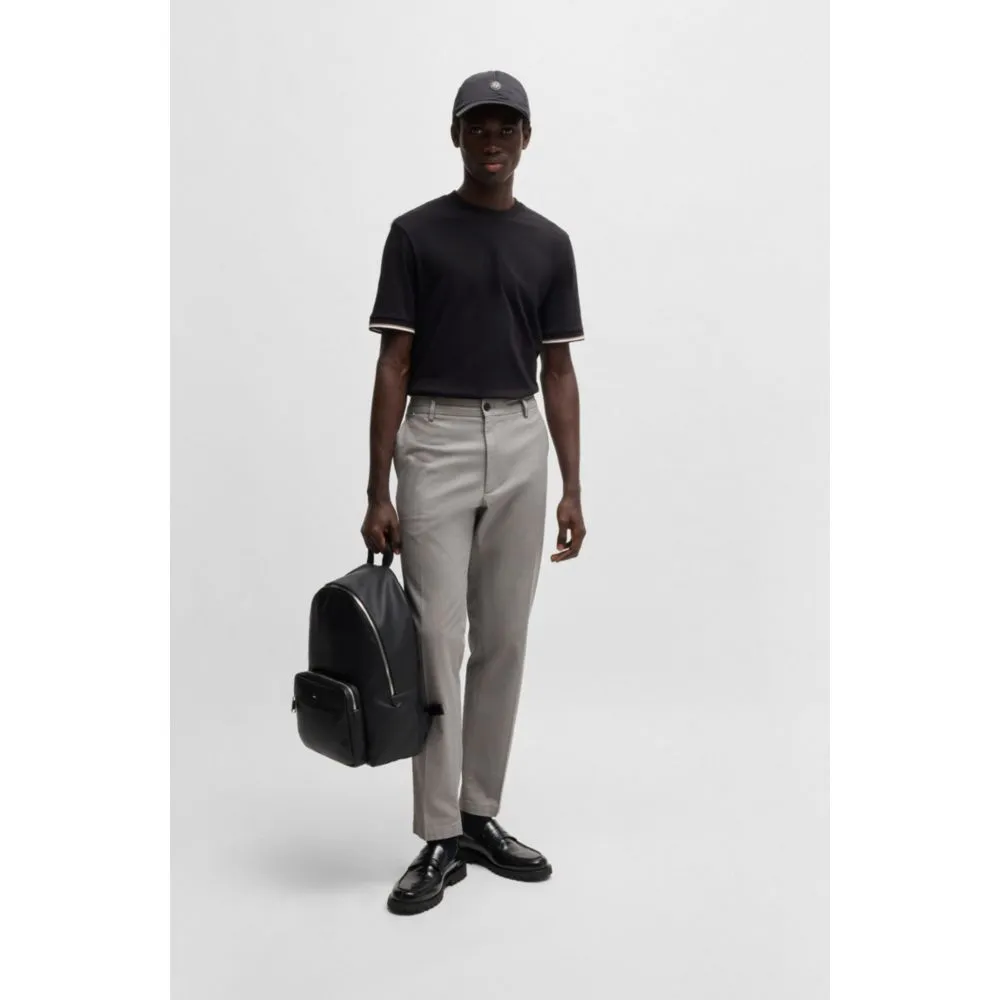 Regular-fit trousers in micro-patterned stretch cotton