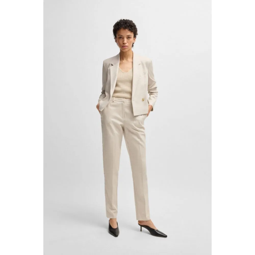 Relaxed-fit trousers in melange stretch fabric