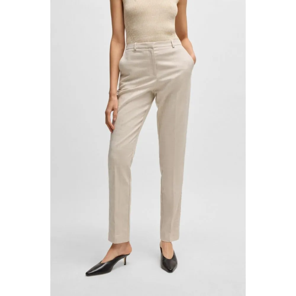 Relaxed-fit trousers in melange stretch fabric