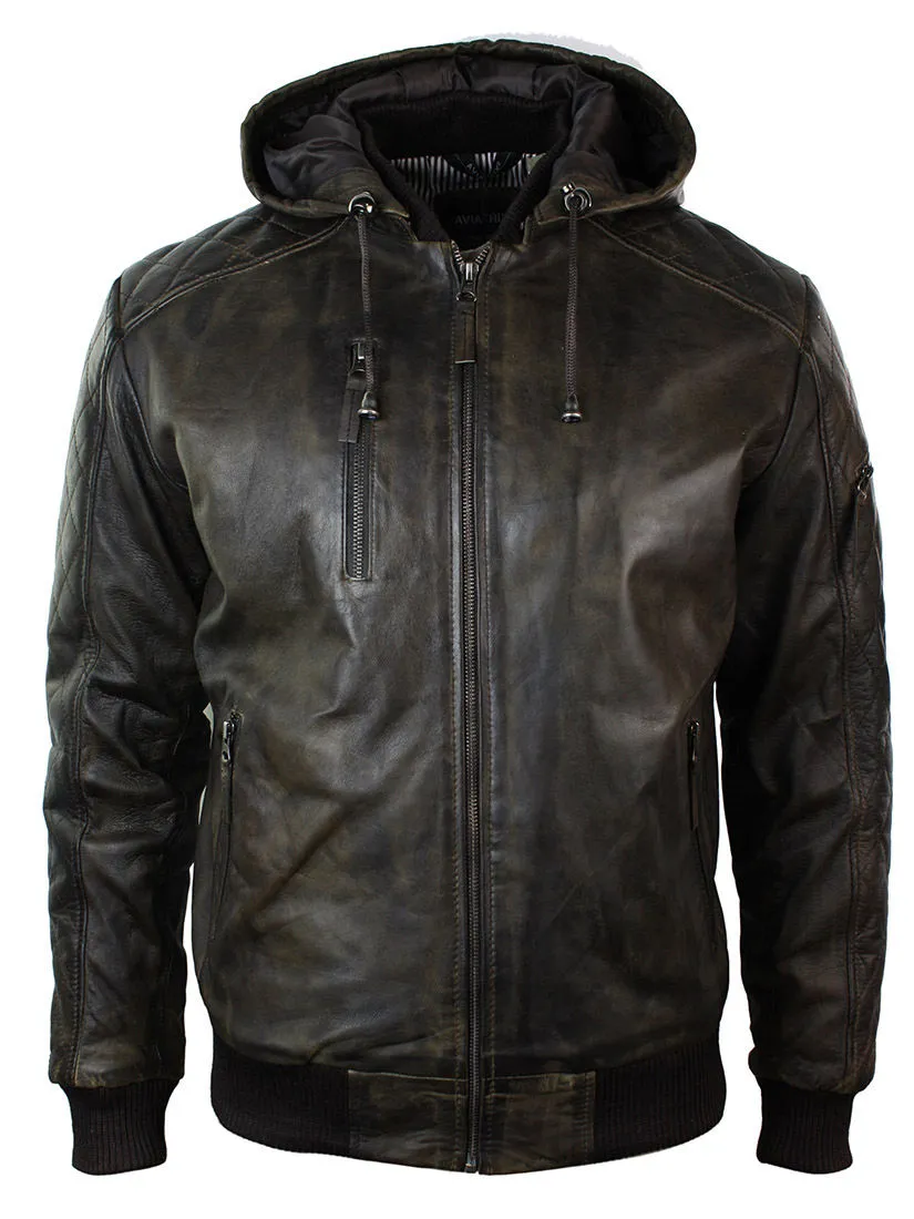 Removable Hood Quilted Bomber Jacket