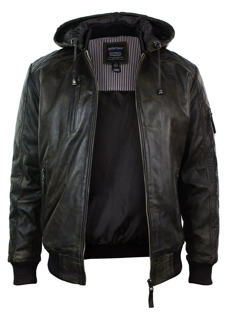 Removable Hood Quilted Bomber Jacket