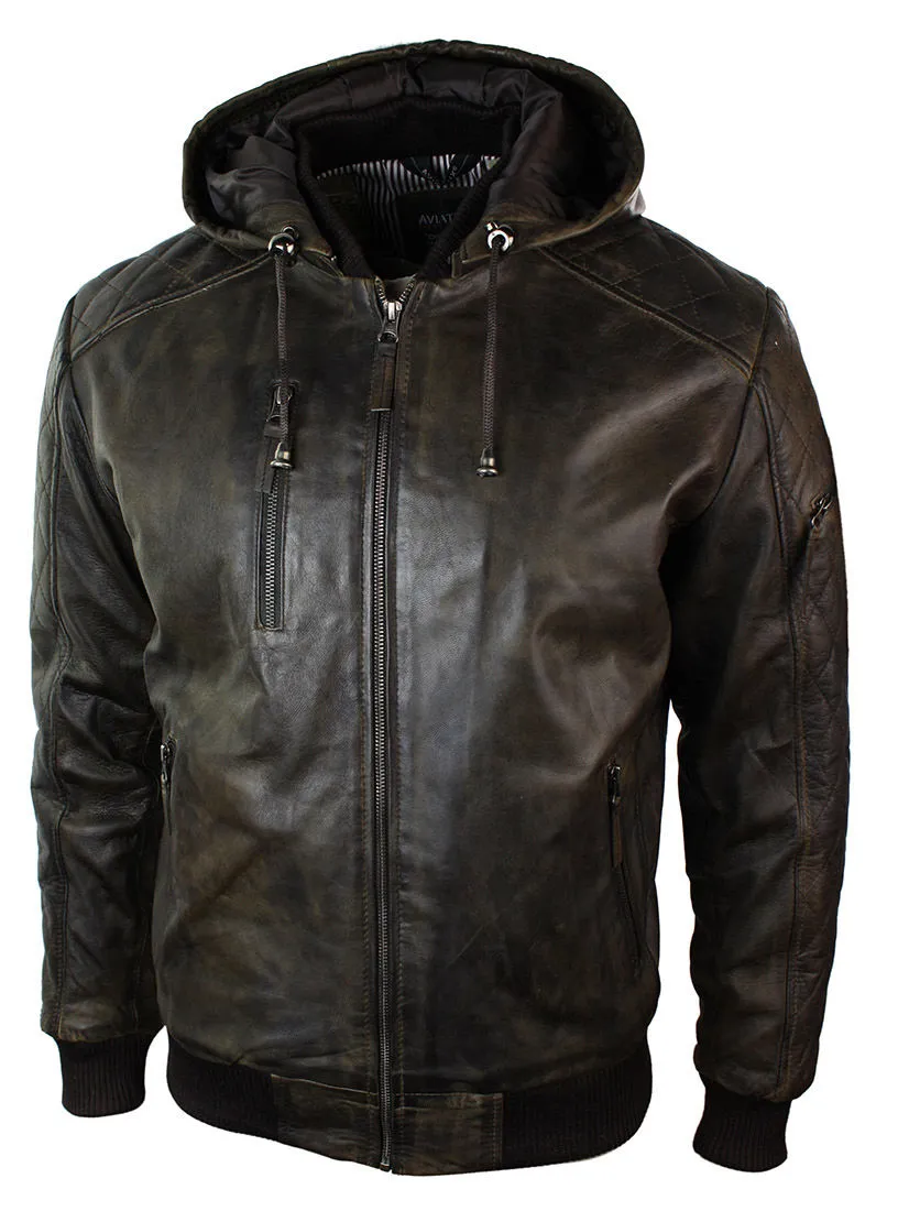 Removable Hood Quilted Bomber Jacket
