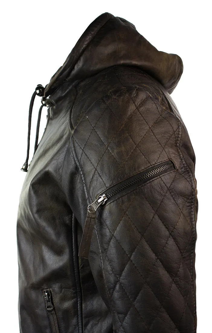 Removable Hood Quilted Bomber Jacket