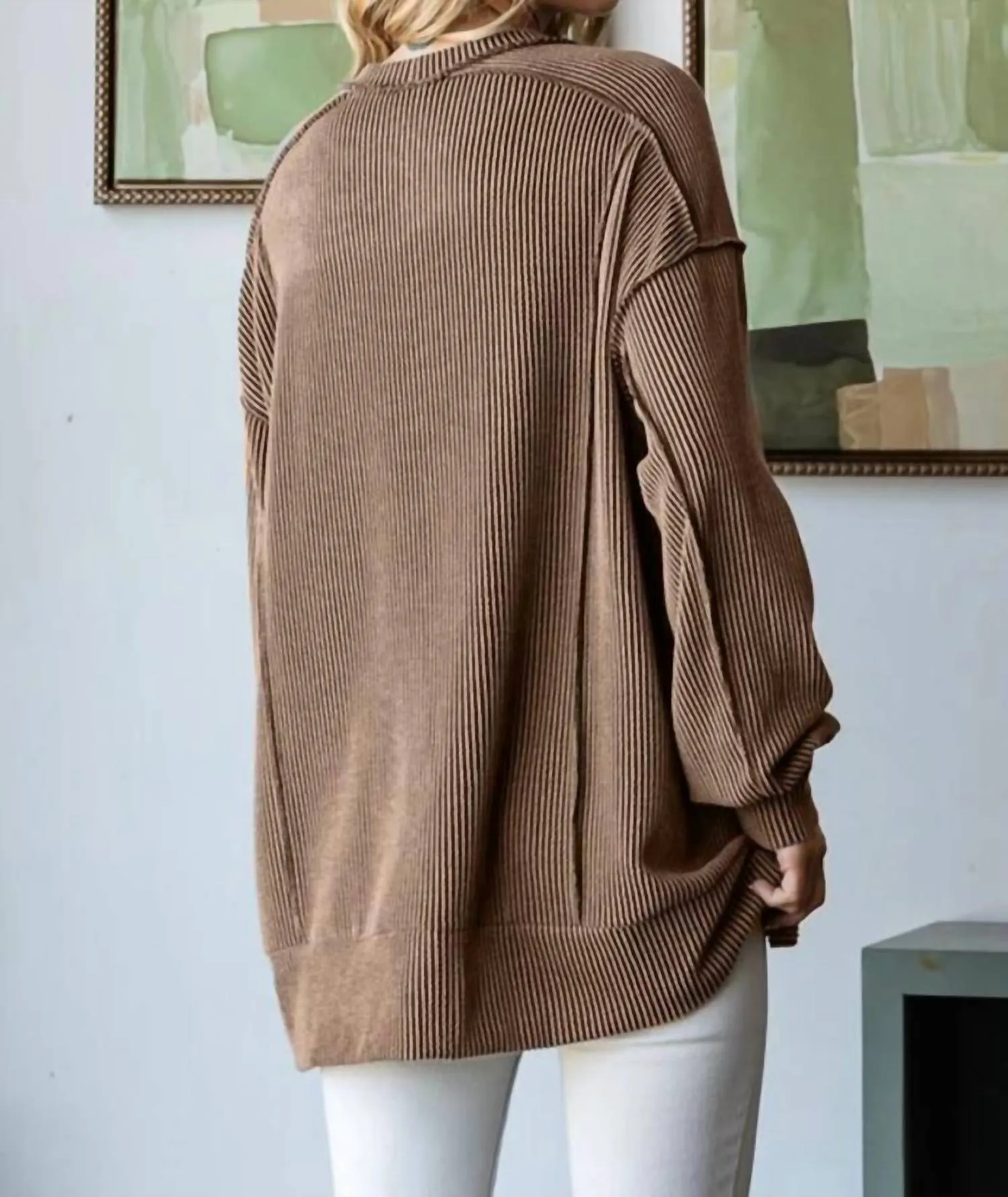 Ribbed Sweater In Chestnut