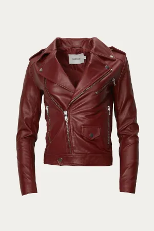 River Biker Jacket In Burgundy