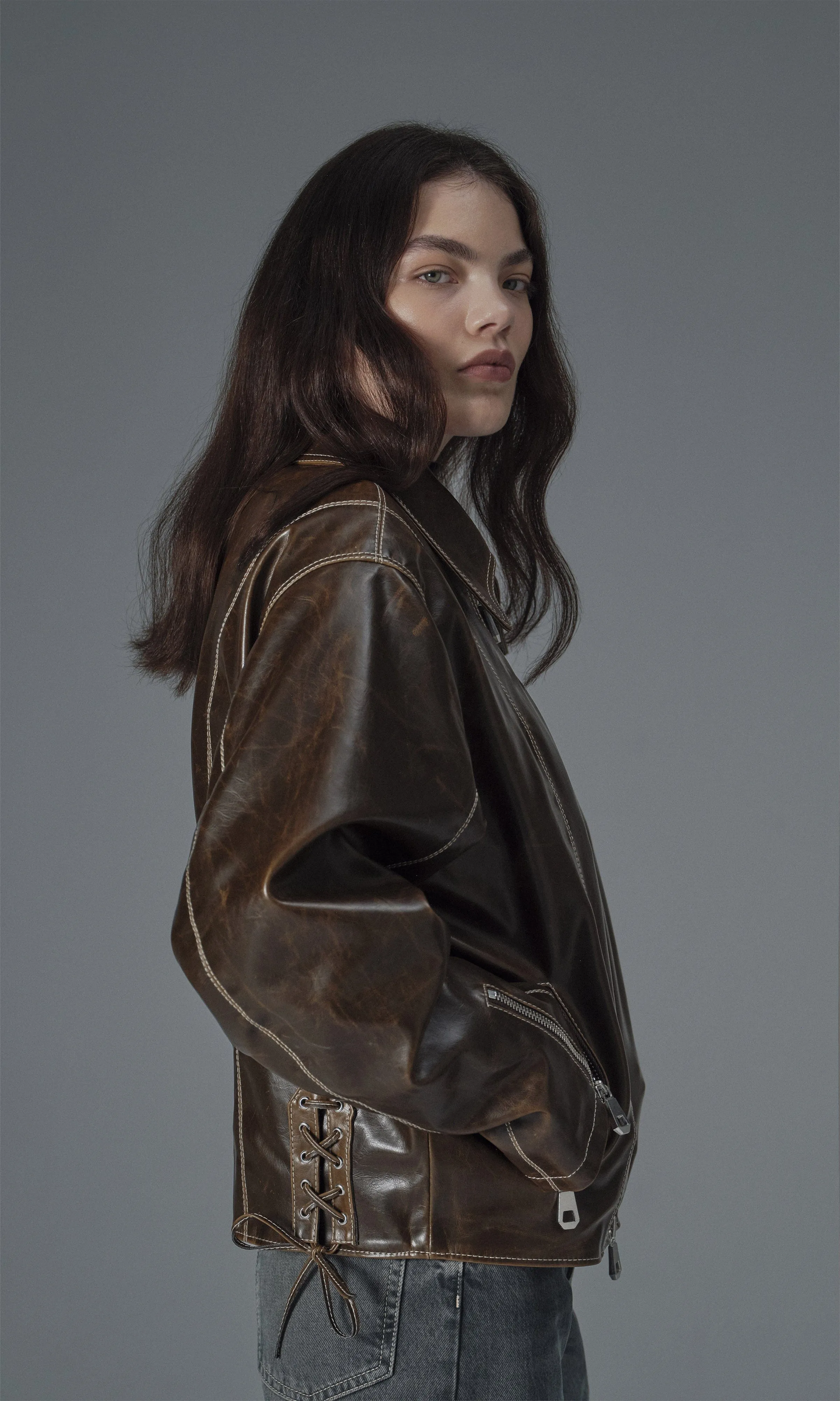 Robin Unisex Vegan Olive Leather Jacket | Moss