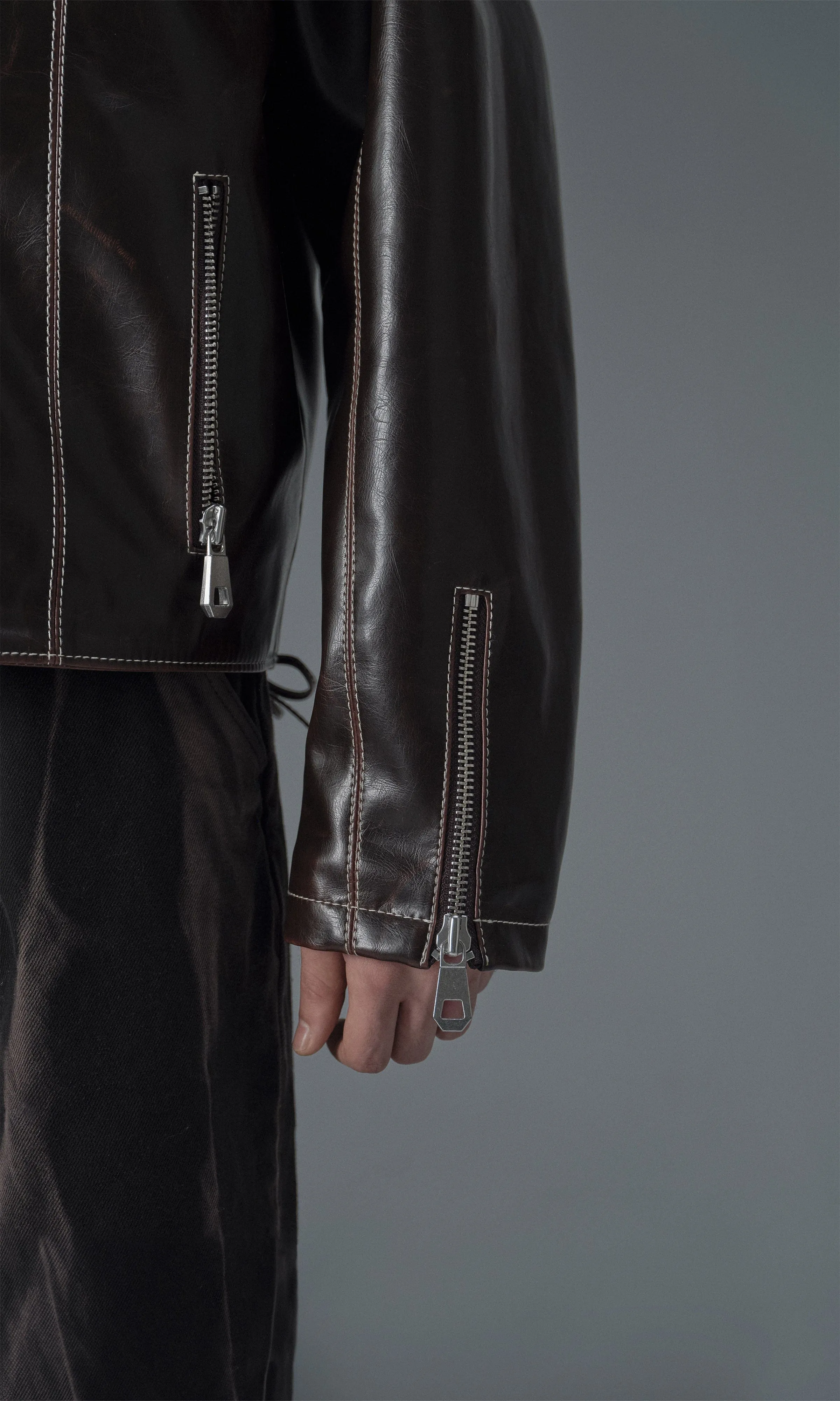 Robin Unisex Vegan Olive Leather Jacket | Sienna