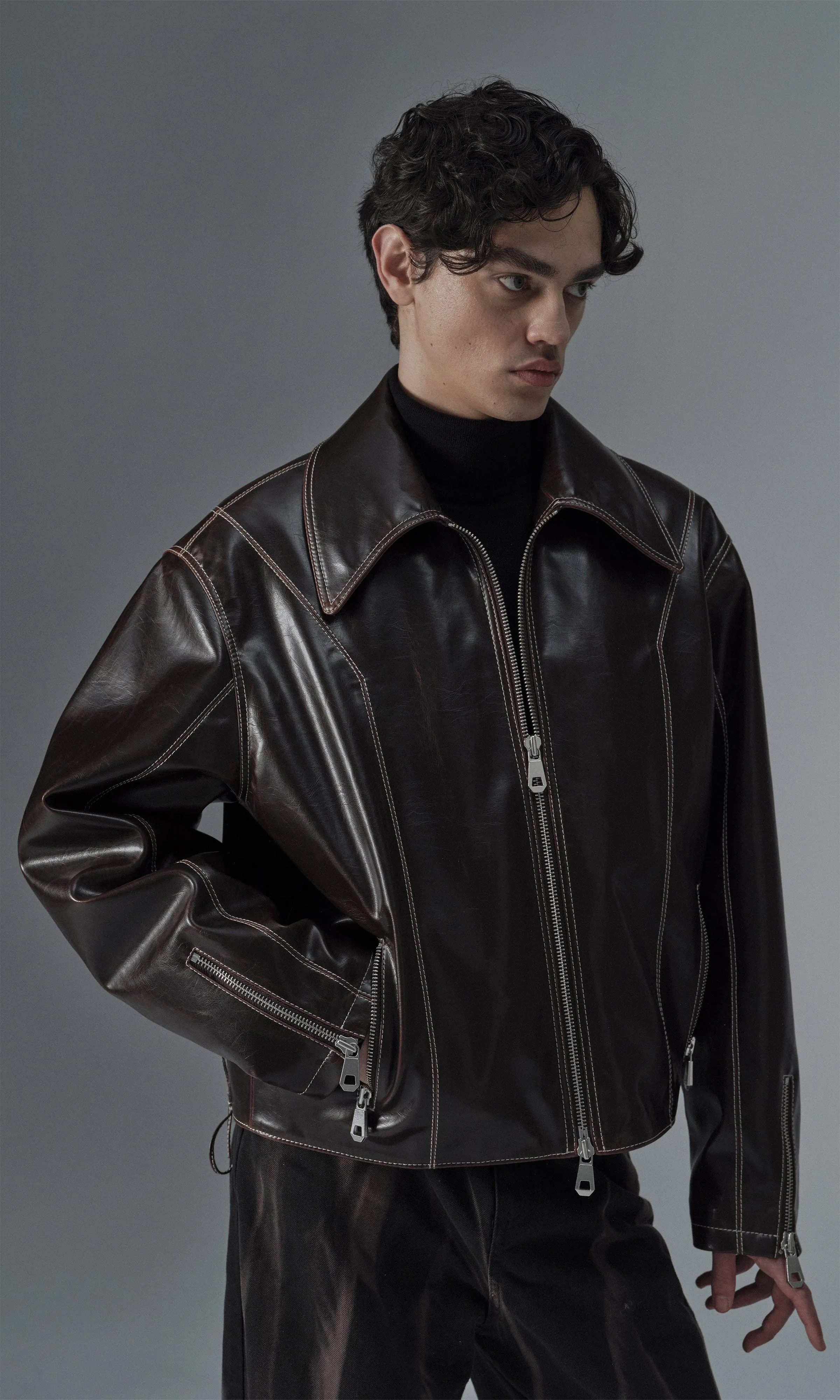 Robin Unisex Vegan Olive Leather Jacket | Sienna