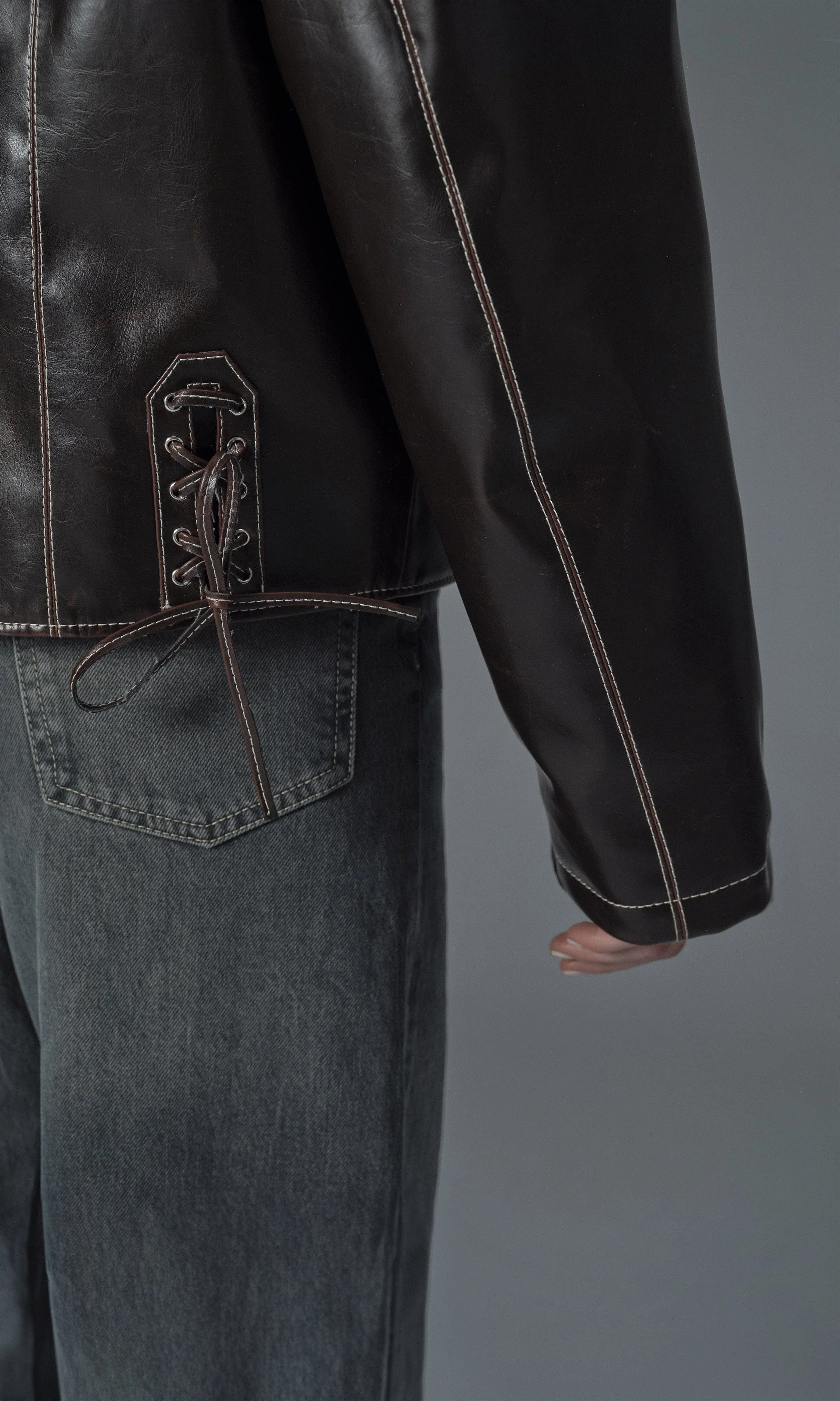 Robin Unisex Vegan Olive Leather Jacket | Sienna