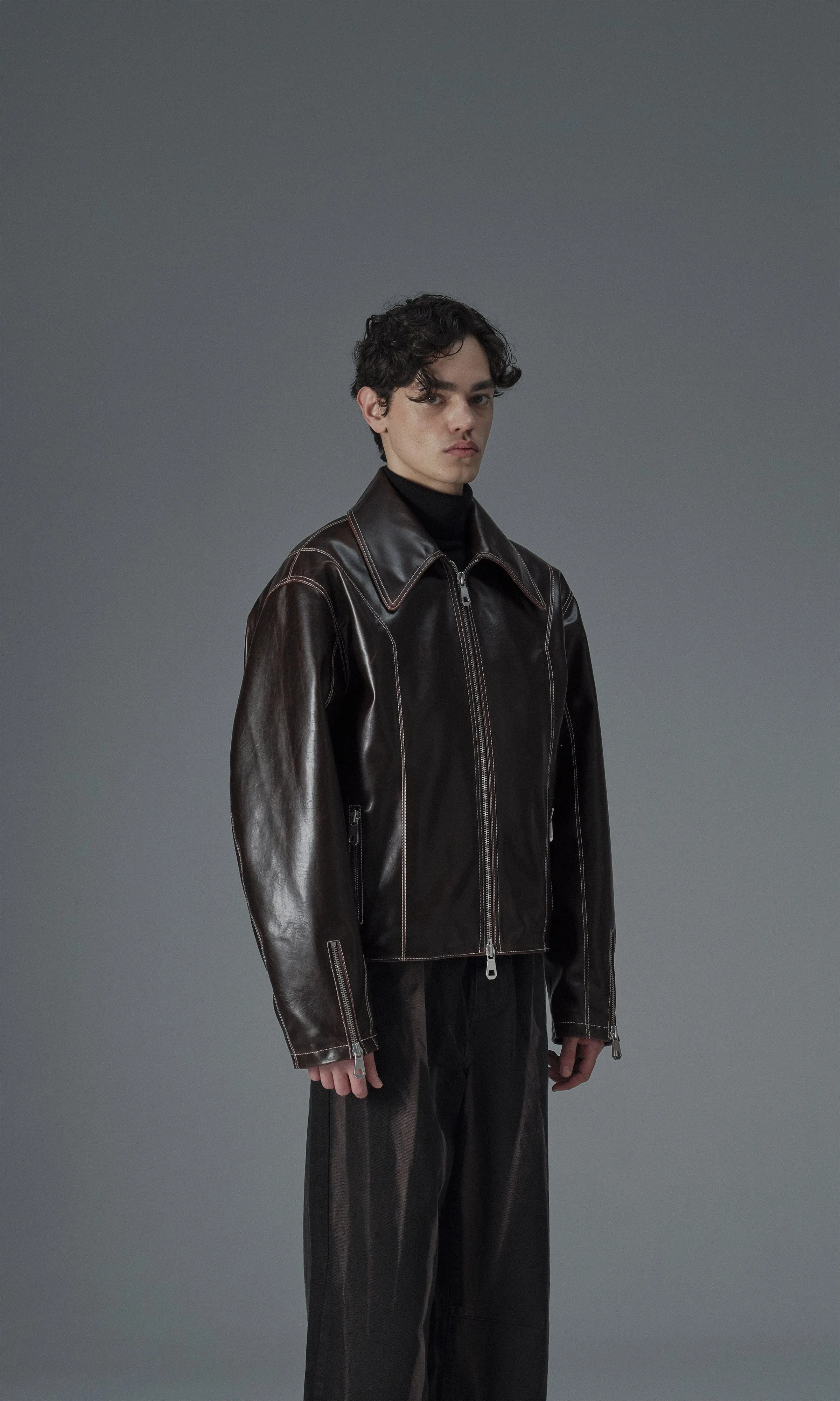 Robin Unisex Vegan Olive Leather Jacket | Sienna