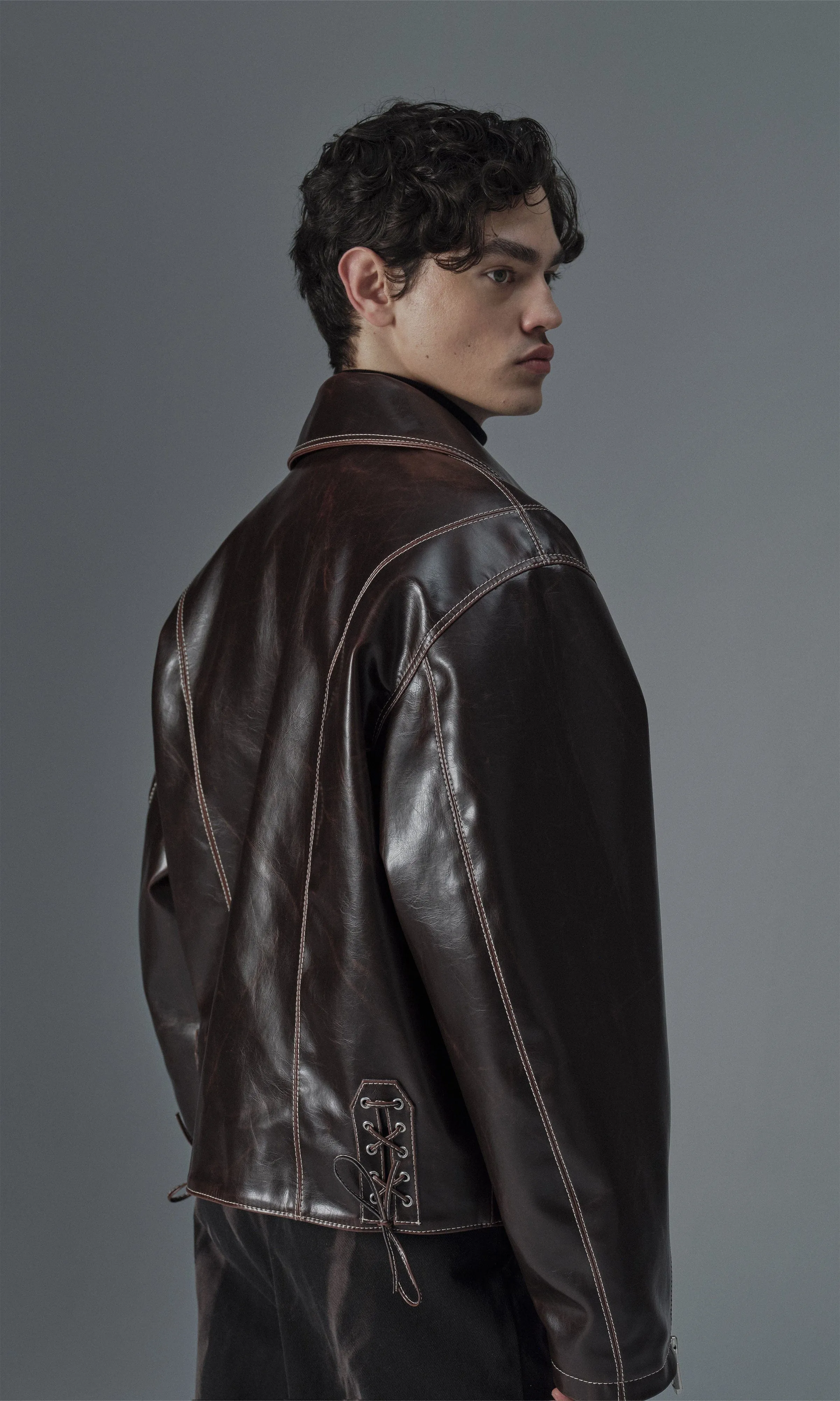 Robin Unisex Vegan Olive Leather Jacket | Sienna