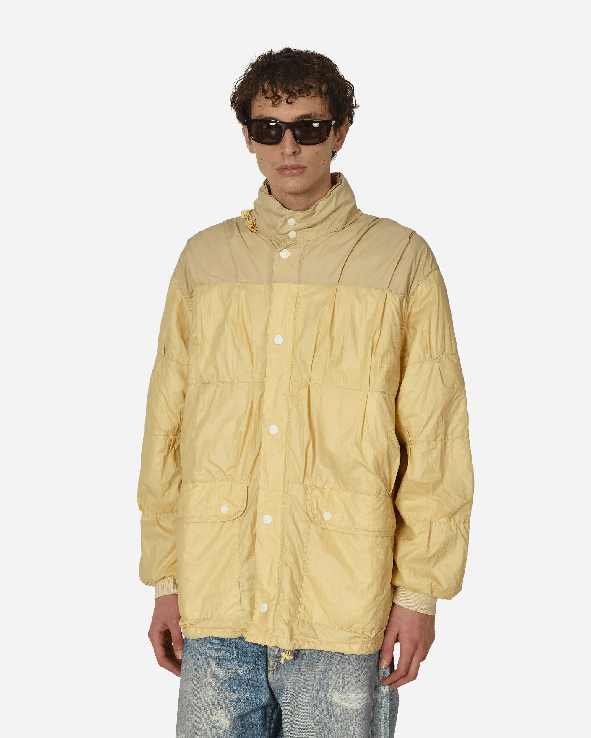Rubberized Nylon Exhaust Puffa Jacket Cream