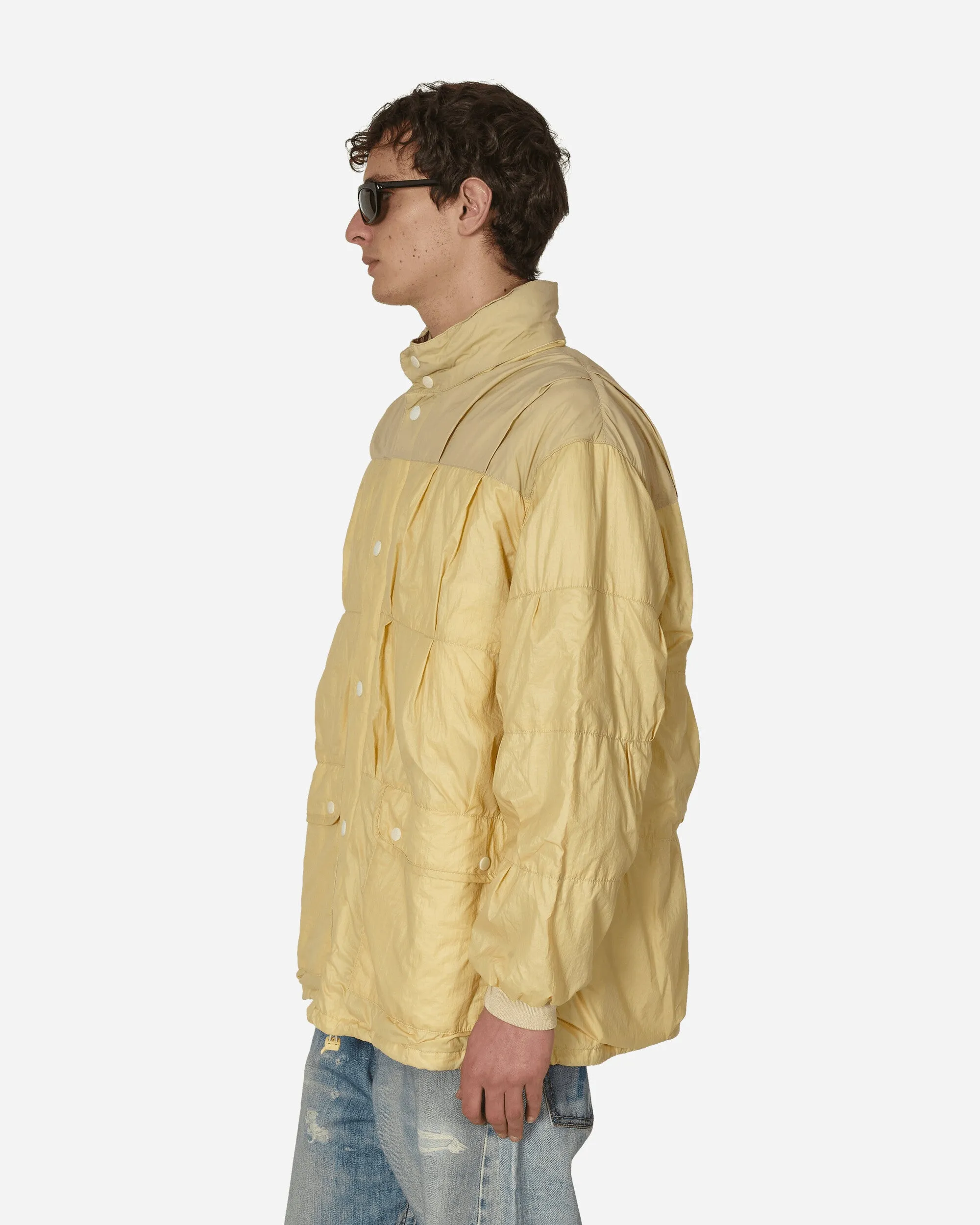 Rubberized Nylon Exhaust Puffa Jacket Cream