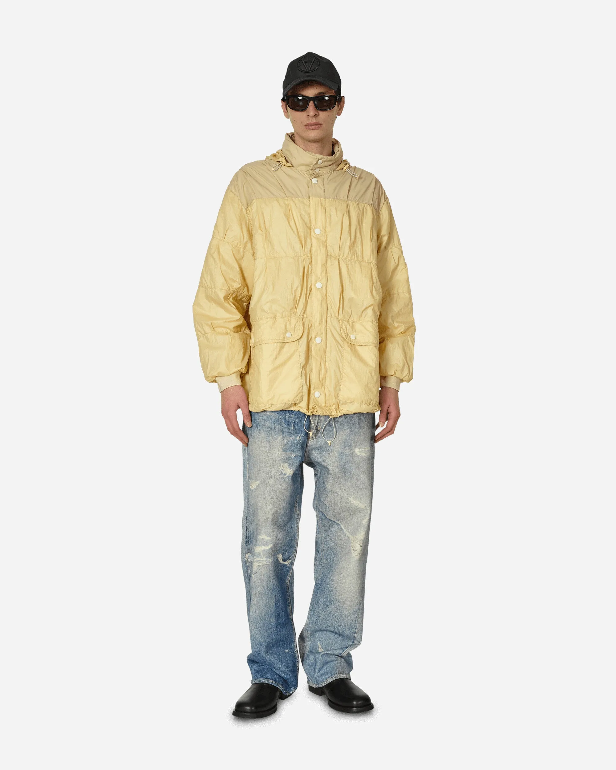 Rubberized Nylon Exhaust Puffa Jacket Cream