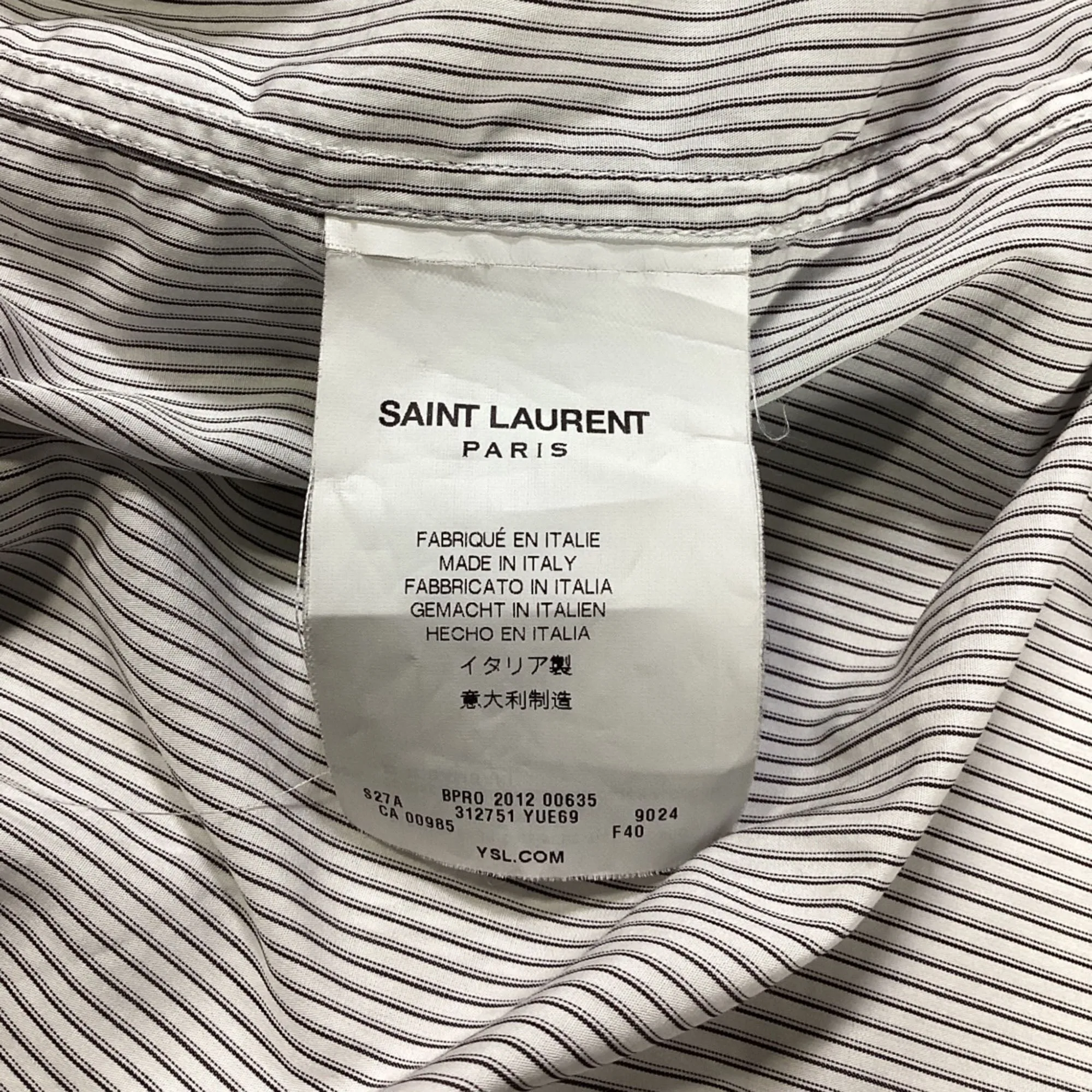 Saint Laurent Striped Long Sleeve Shirt in Black and White Cotton