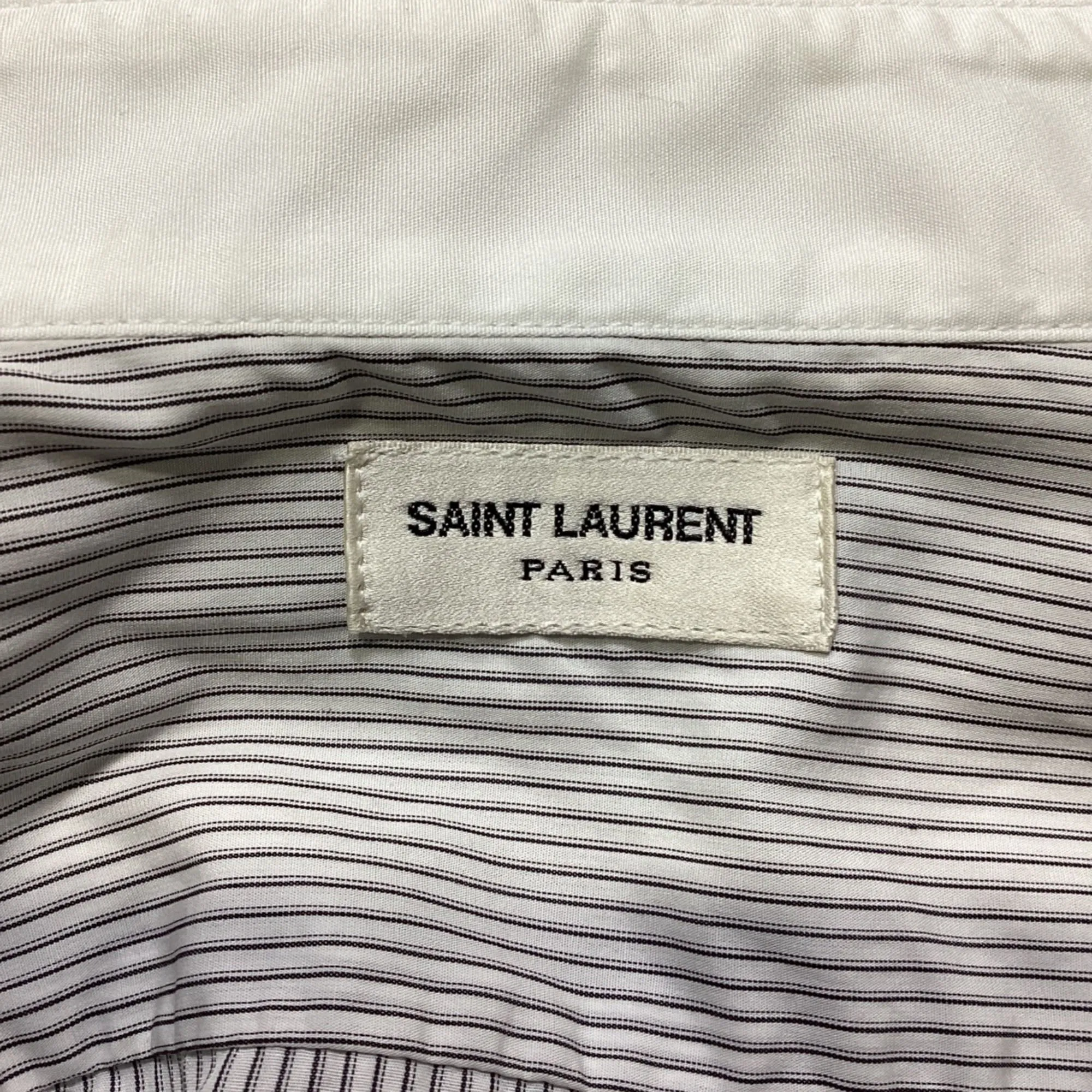 Saint Laurent Striped Long Sleeve Shirt in Black and White Cotton