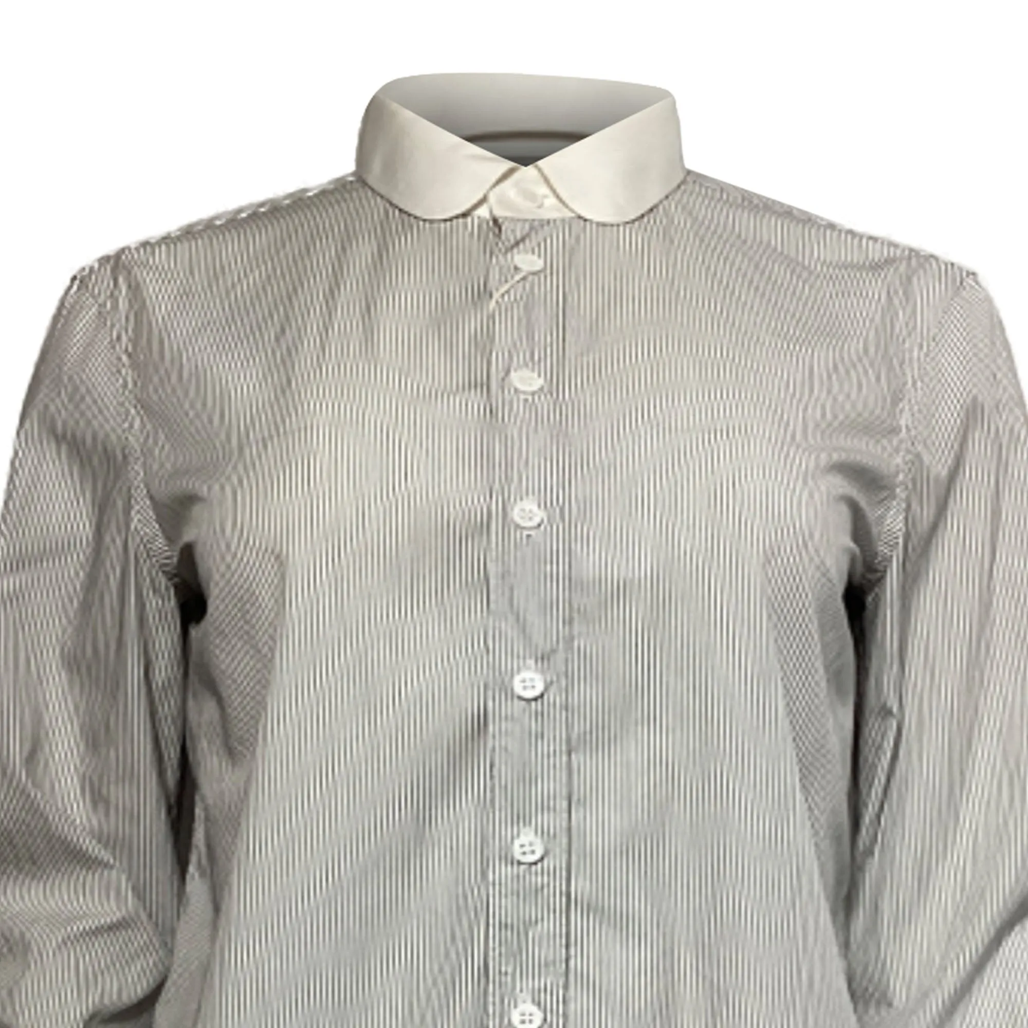 Saint Laurent Striped Long Sleeve Shirt in Black and White Cotton