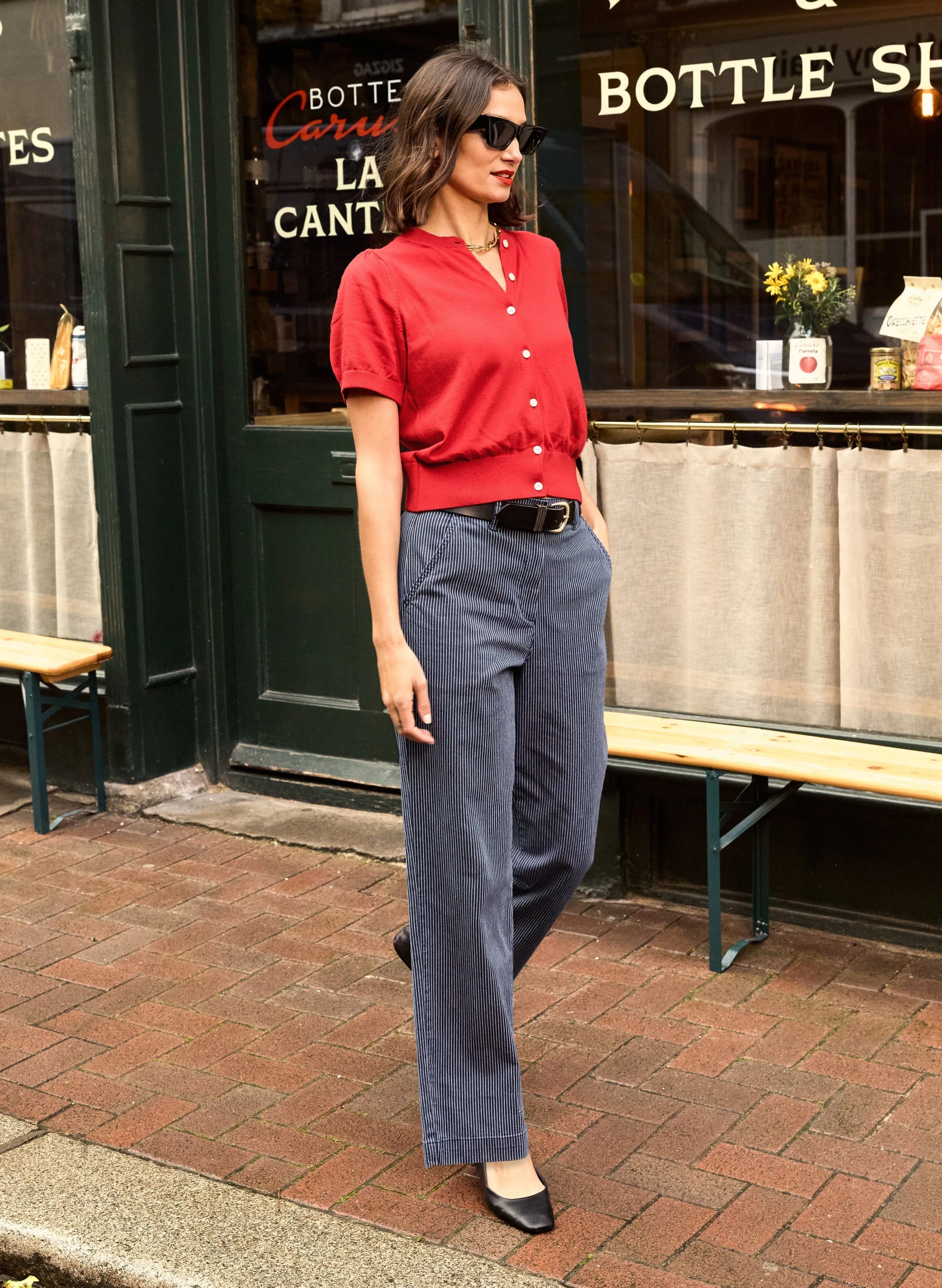 Sasha Organic Cotton Short Sleeve Cardigan | Crimson Red