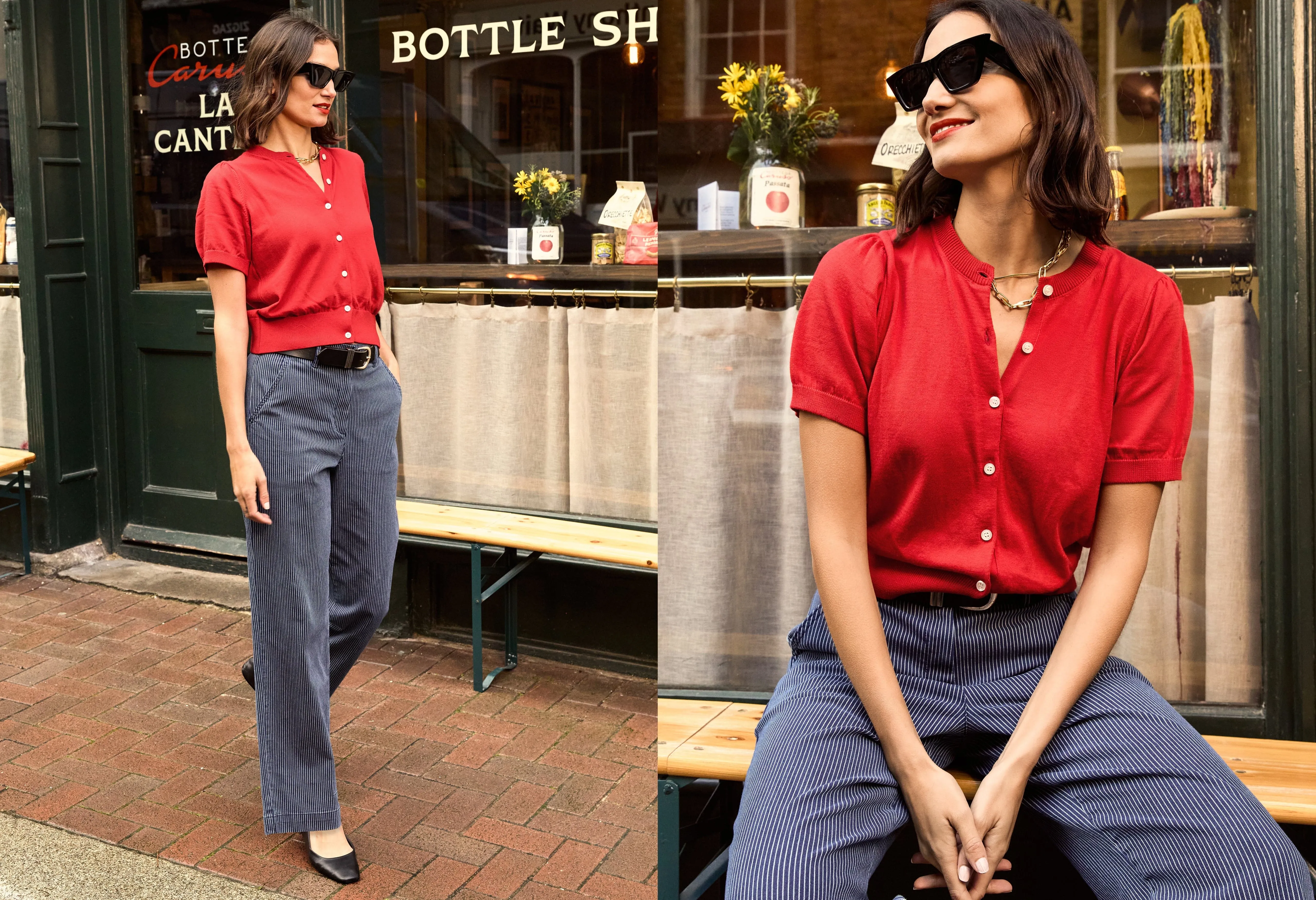 Sasha Organic Cotton Short Sleeve Cardigan | Crimson Red
