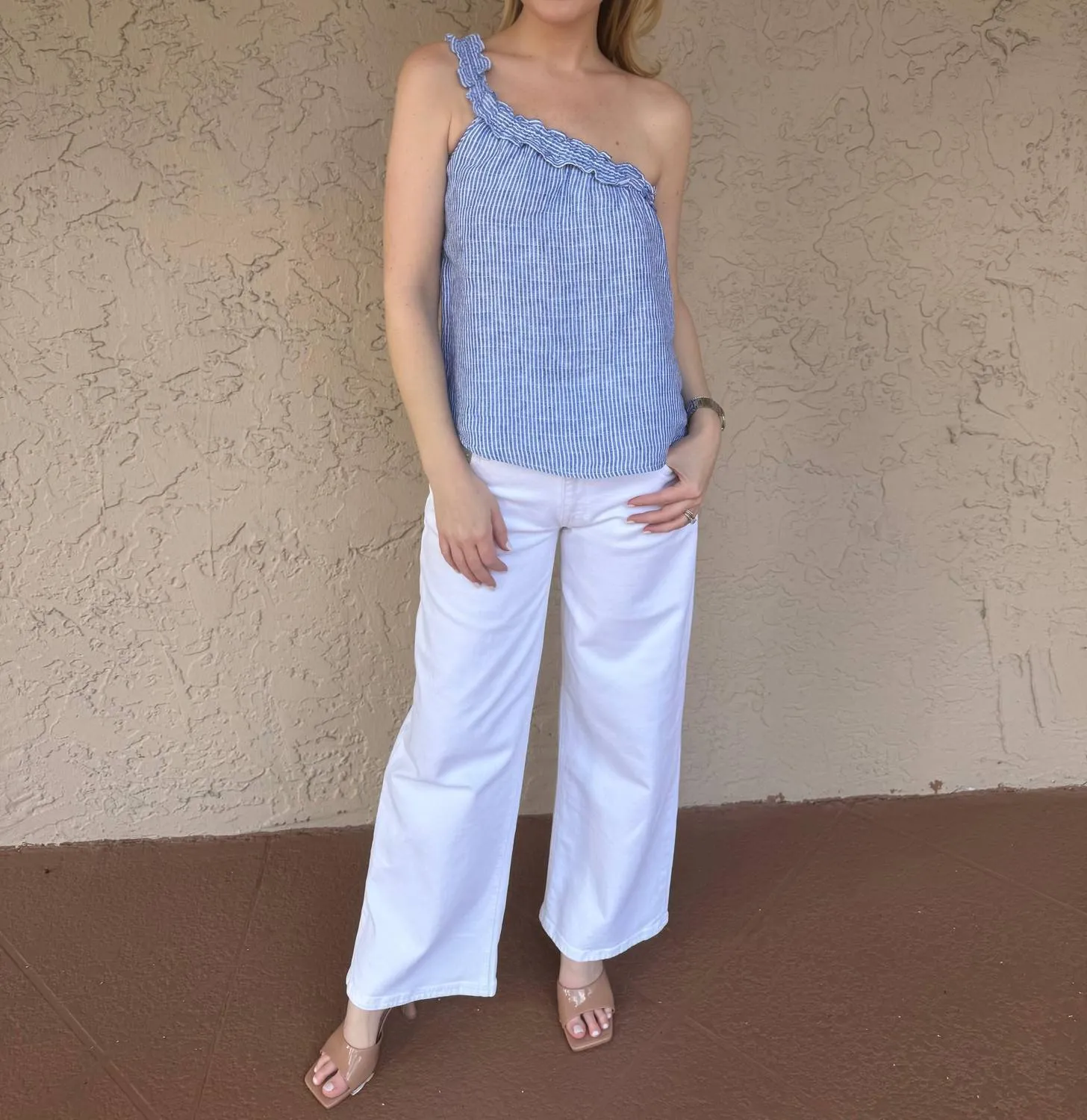 Shanya One Shoulder Stripe Top