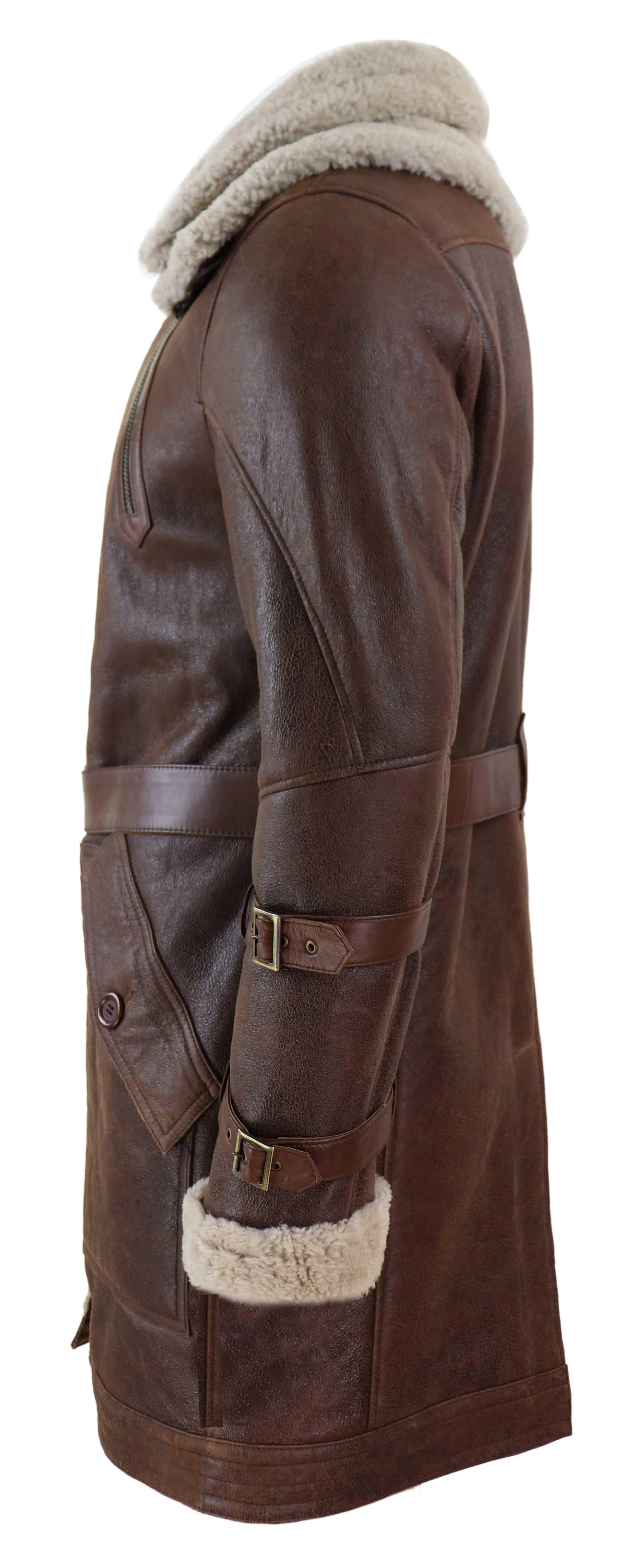 Shearling Sheepskin Long Belted Jacket