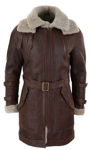 Shearling Sheepskin Long Belted Jacket