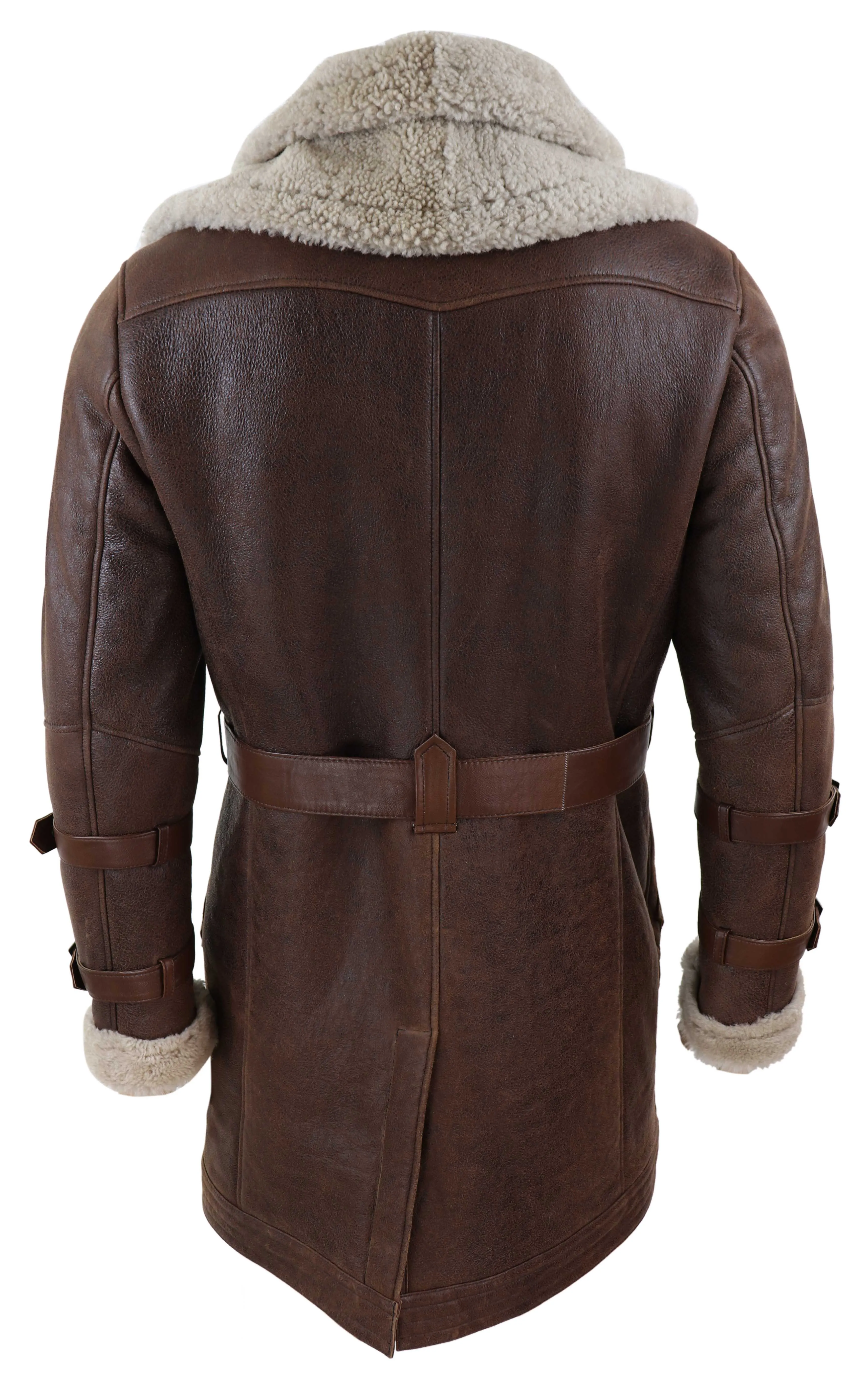 Shearling Sheepskin Long Belted Jacket