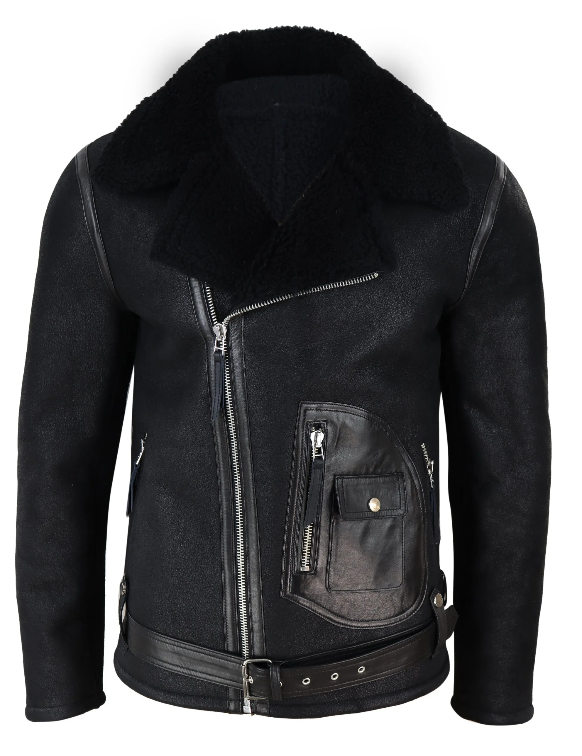 Sheepskin Cross Zip Jacket Pilot Flight