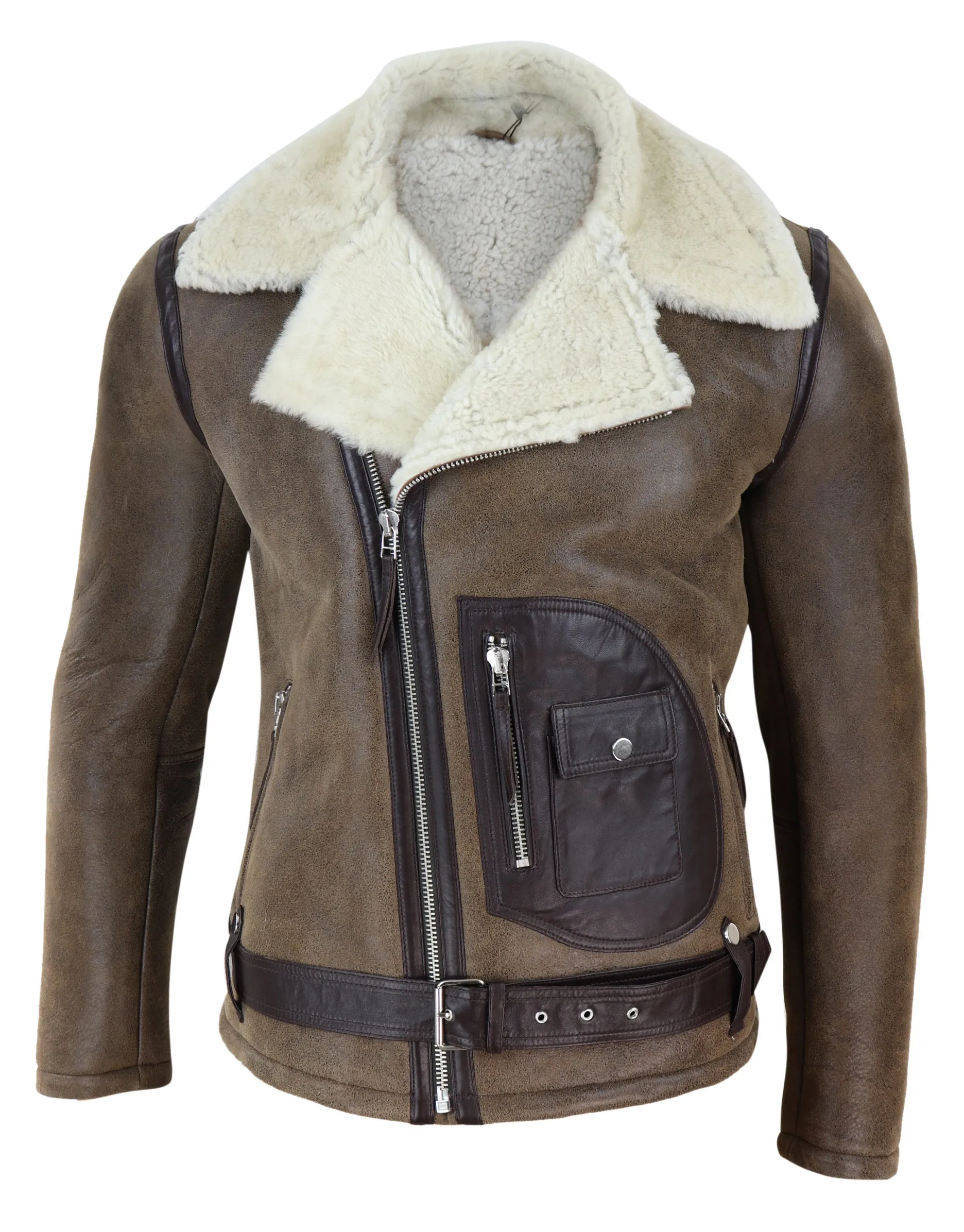 Sheepskin Cross Zip Jacket Pilot Flight