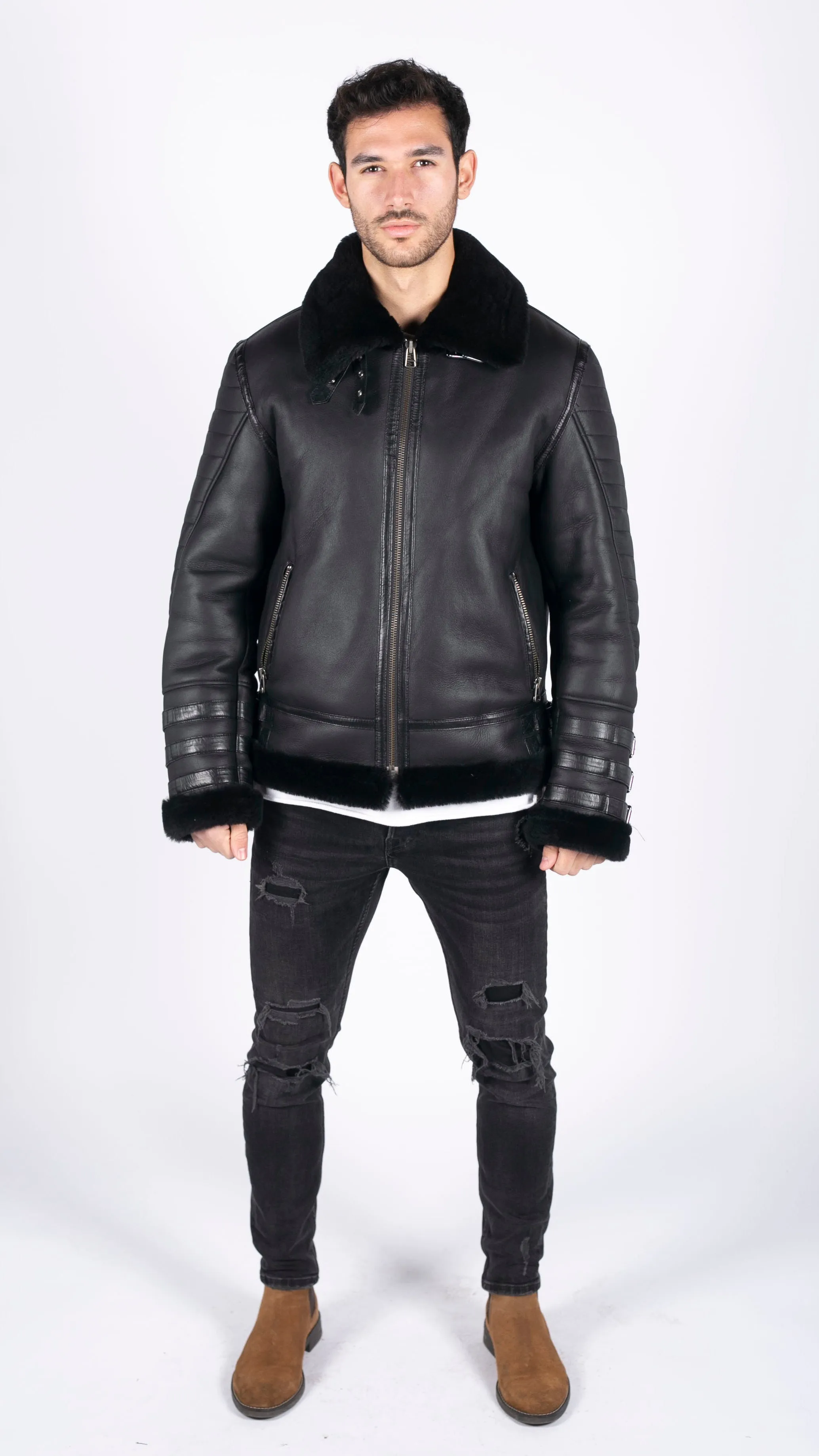 Sheepskin Zipped Pilot Jacket