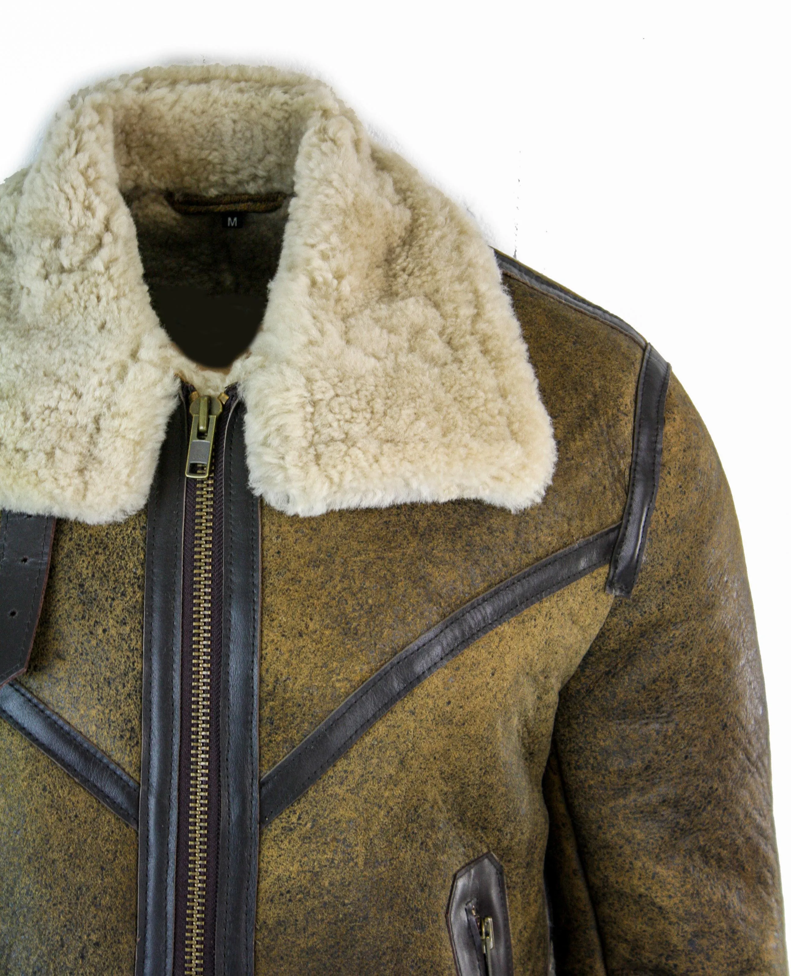 Sherling Sheepskin RAF Jacket With Cream Fur