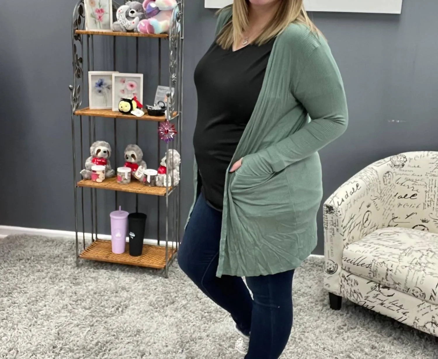 Sierra Ribbed Cardigans In Sage
