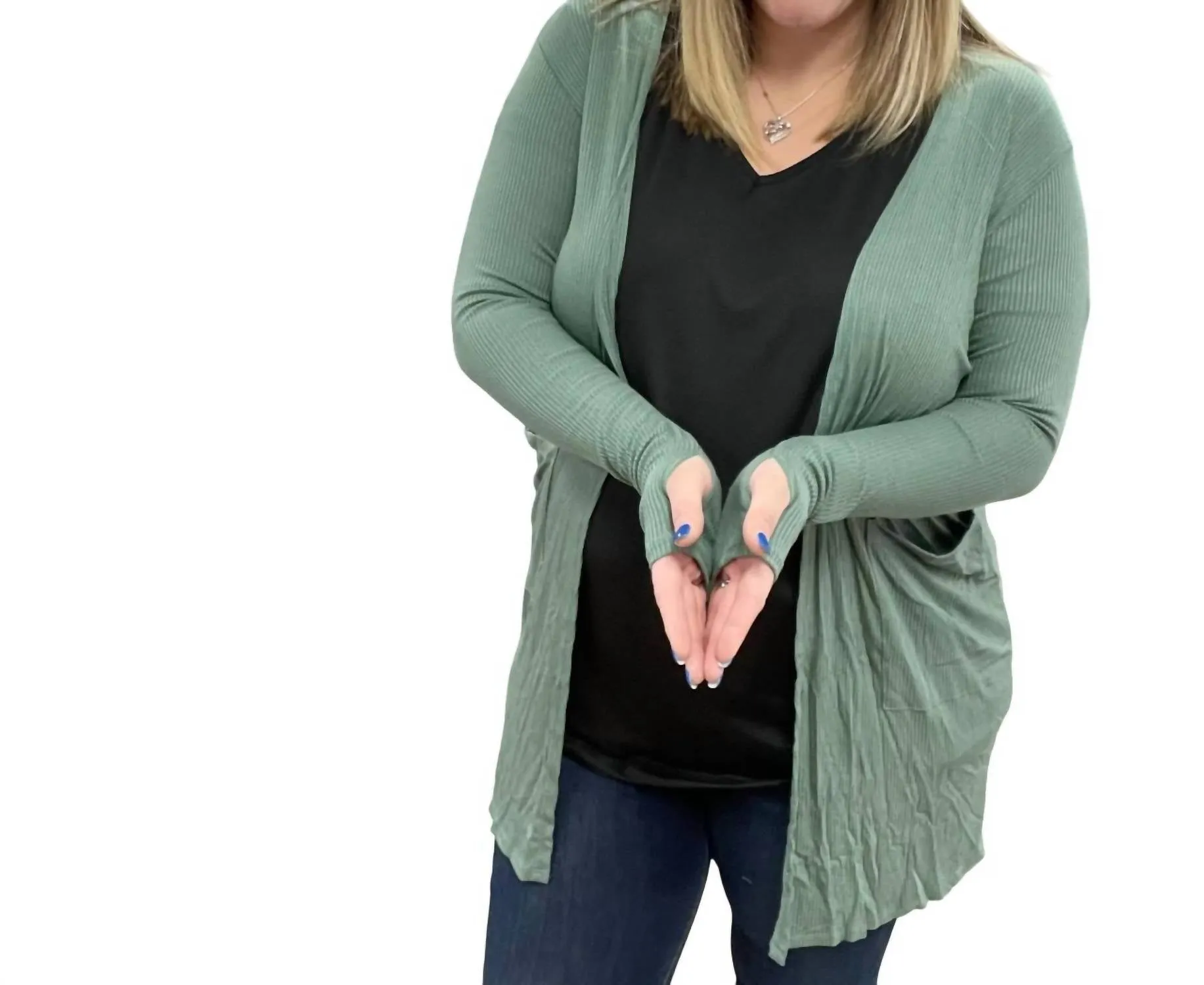 Sierra Ribbed Cardigans In Sage