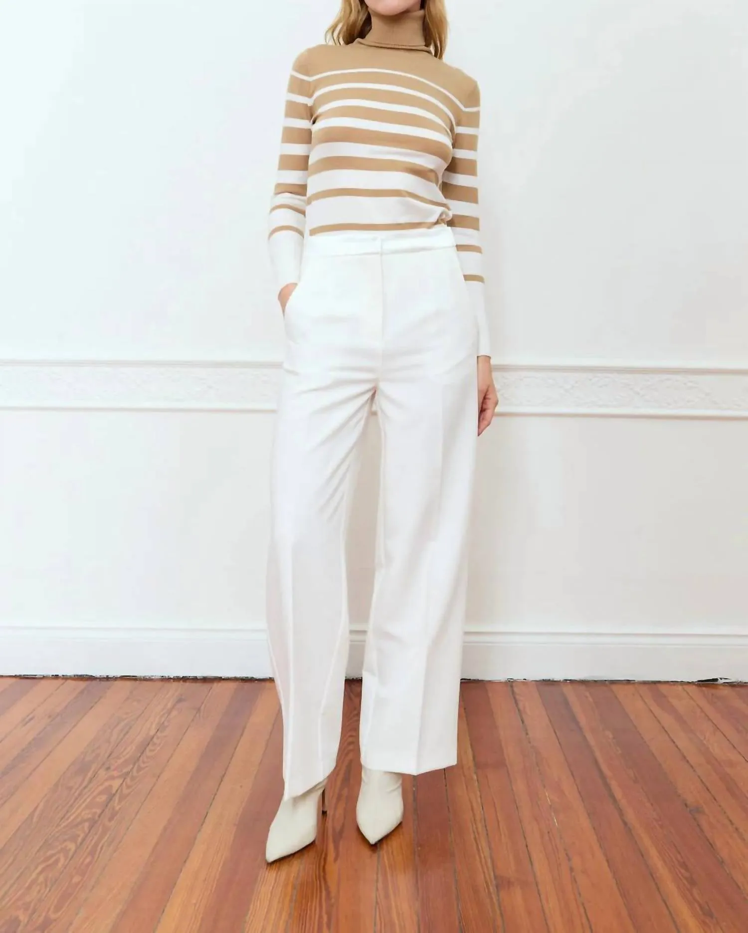 Silene Striped Sweater In Beige With Ecru Stripes