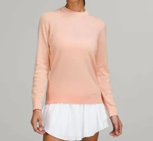 Silk-Blend Crew Sweater In Peach Satin