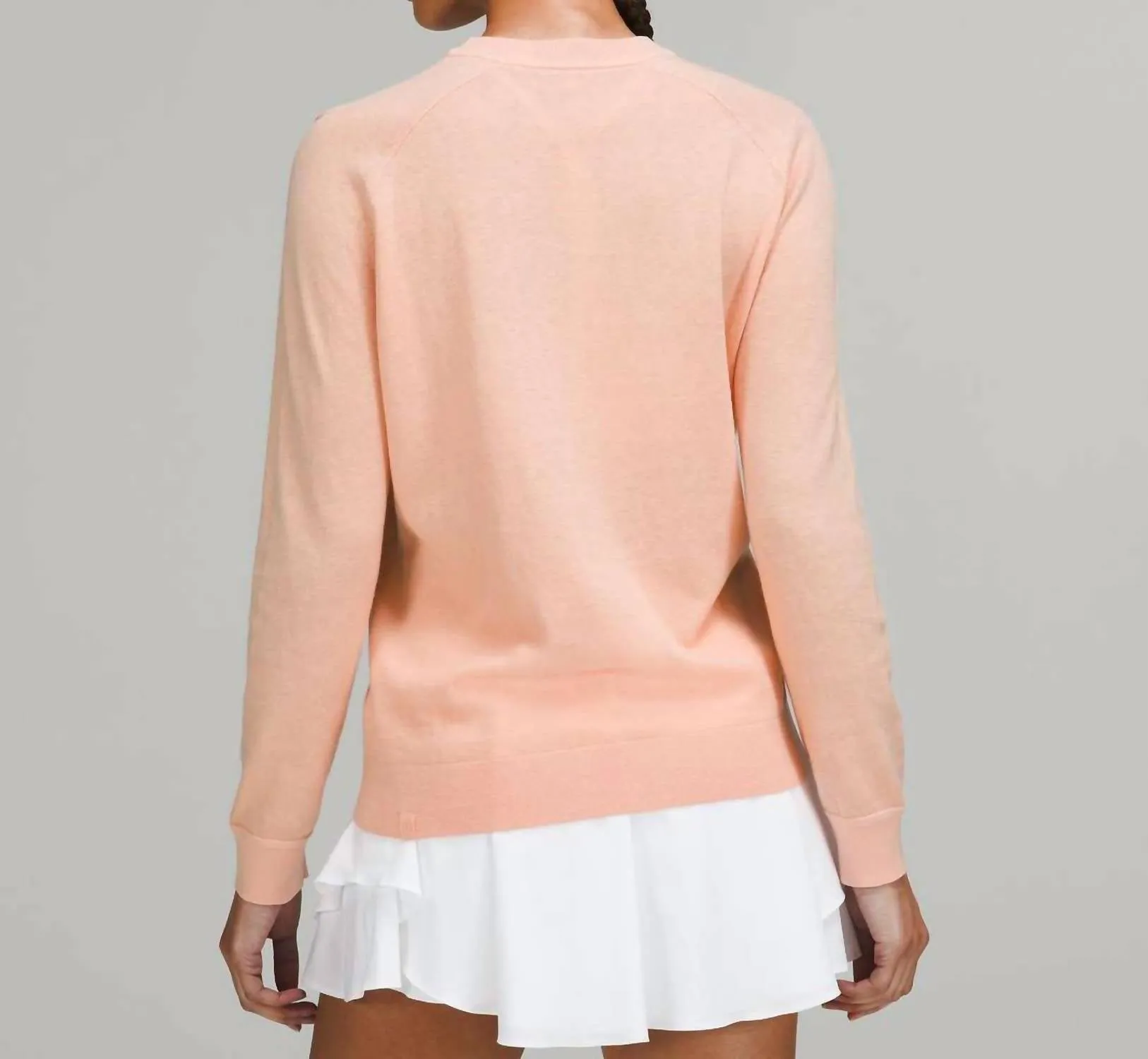 Silk-Blend Crew Sweater In Peach Satin