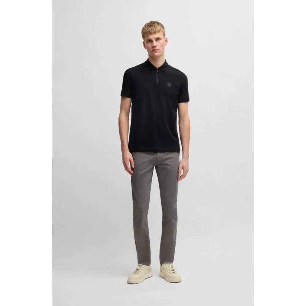 Slim-fit trousers in micro-printed stretch cotton
