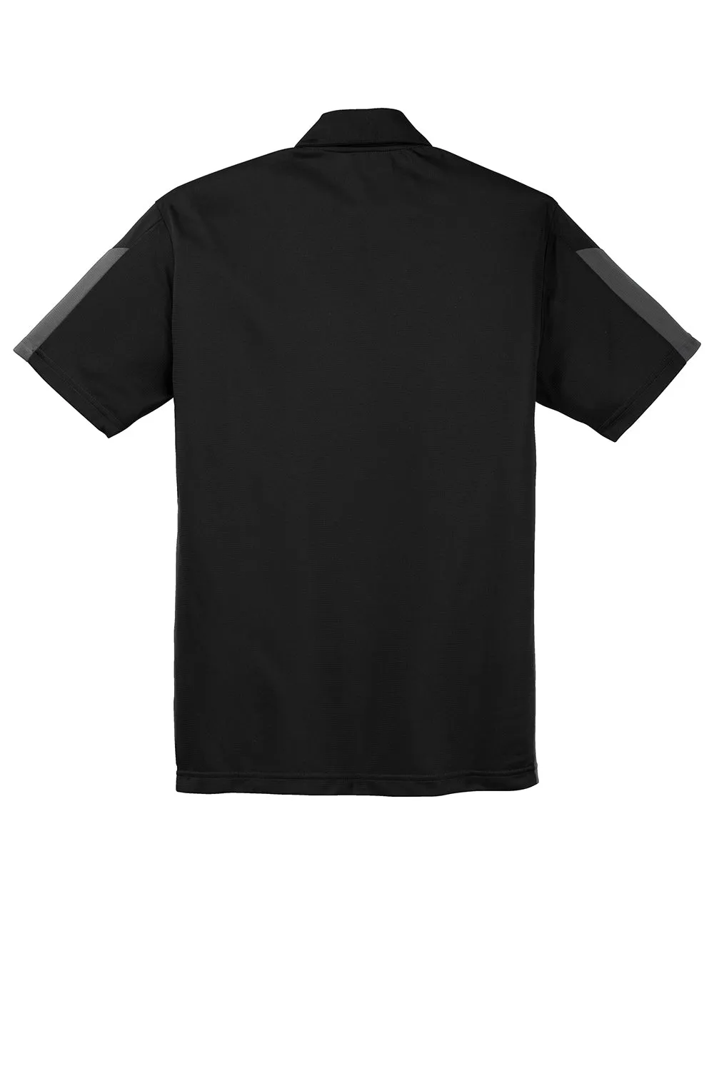 Sport-Tek Mens Active Mesh Moisture Wicking Short Sleeve Polo Shirt - Black/Grey