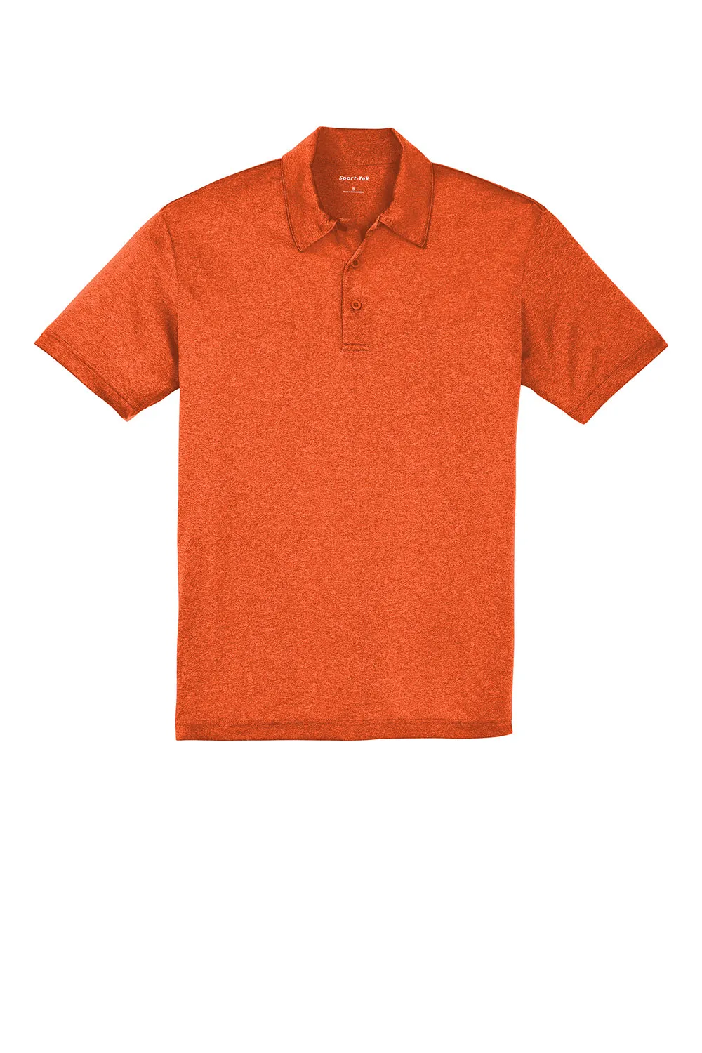 Sport-Tek Mens Heather Contender Moisture Wicking Short Sleeve Polo Shirt - Heather Deep Orange