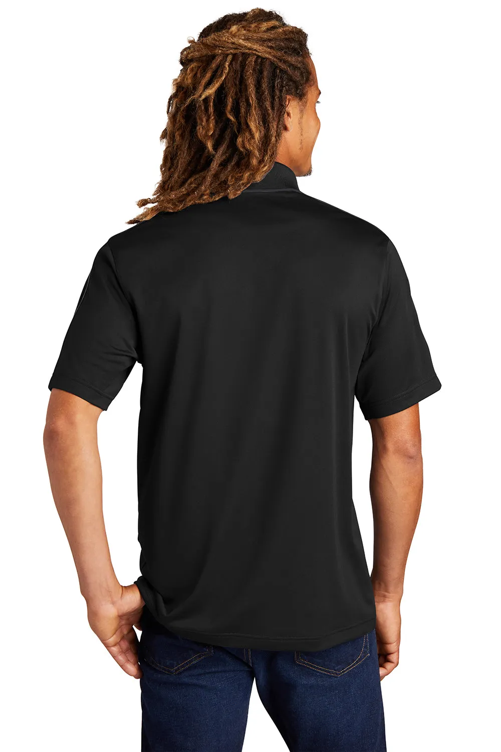 Sport-Tek Mens Sport-Wick Moisture Wicking Short Sleeve Polo Shirt - Black/Iron Grey
