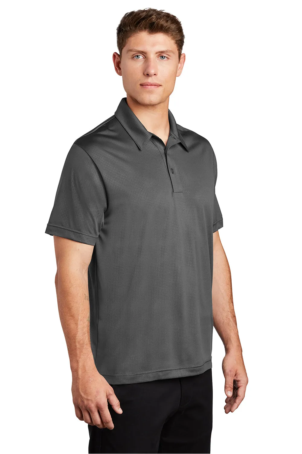 Sport-Tek Mens Tough Moisture Wicking Short Sleeve Polo Shirt - Dark Smoke Grey
