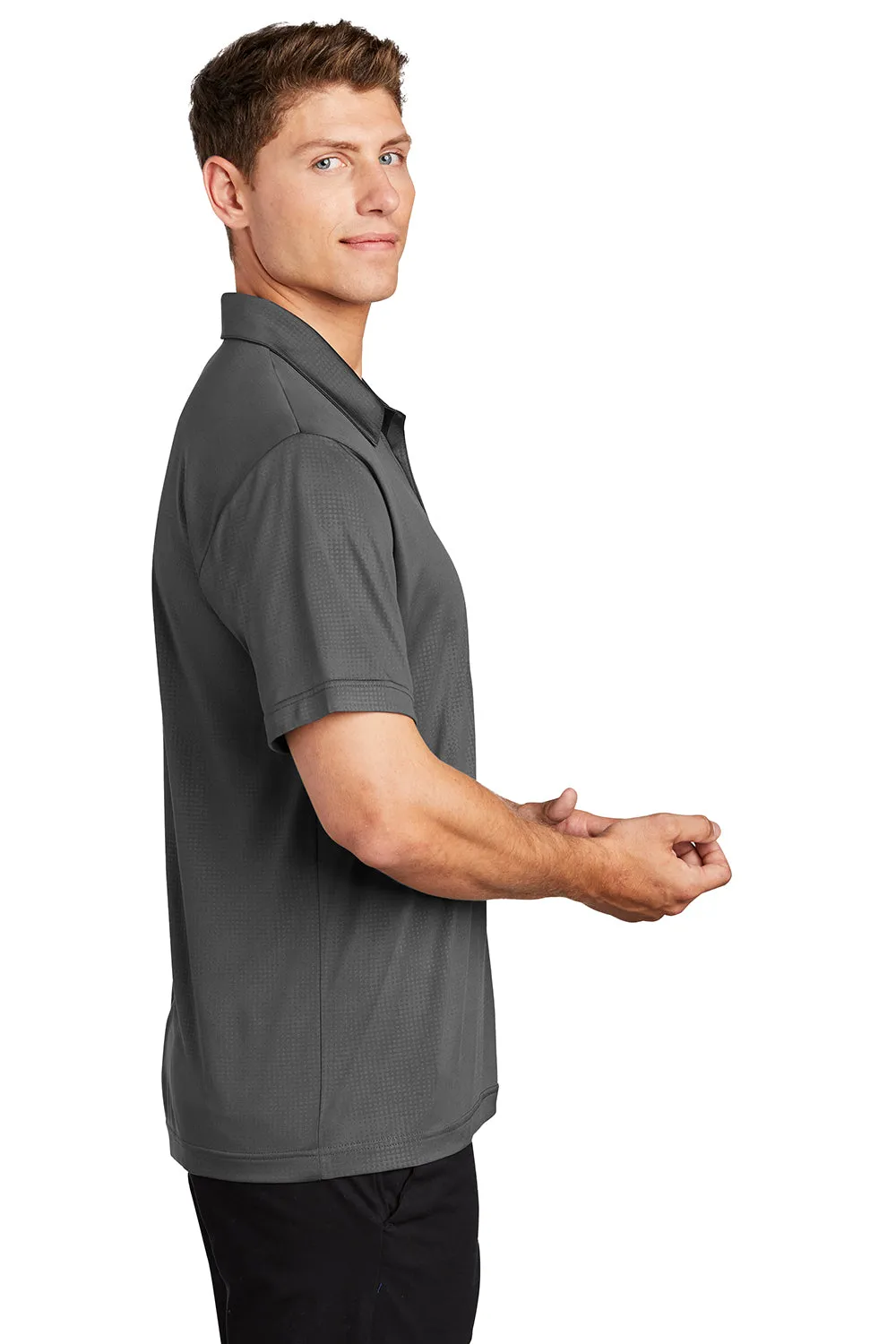 Sport-Tek Mens Tough Moisture Wicking Short Sleeve Polo Shirt - Dark Smoke Grey