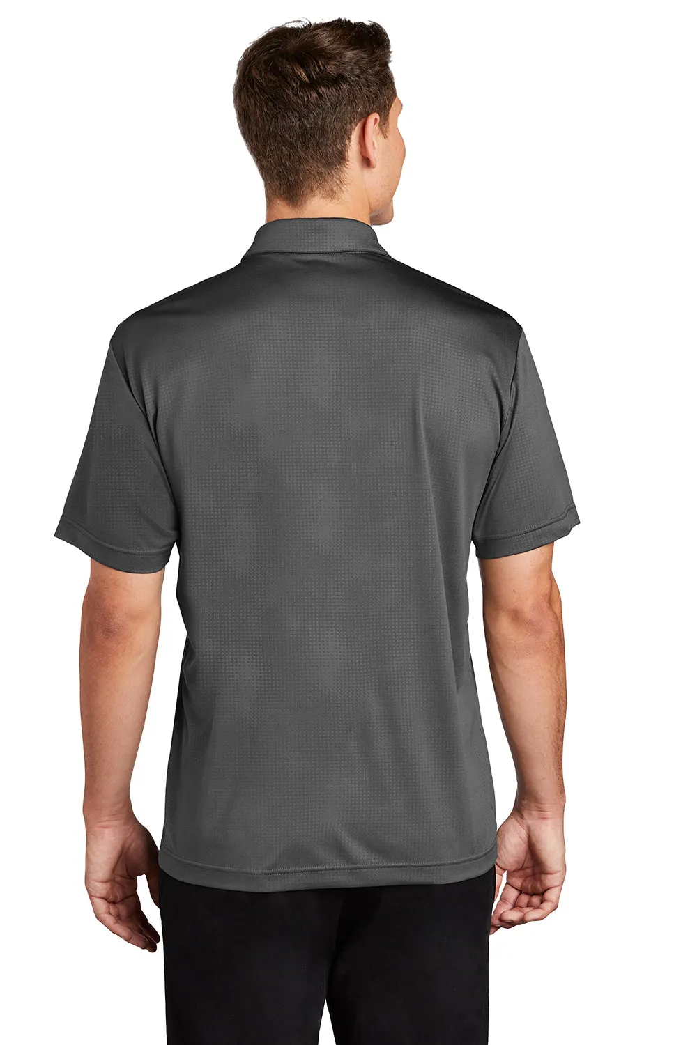 Sport-Tek Mens Tough Moisture Wicking Short Sleeve Polo Shirt - Dark Smoke Grey