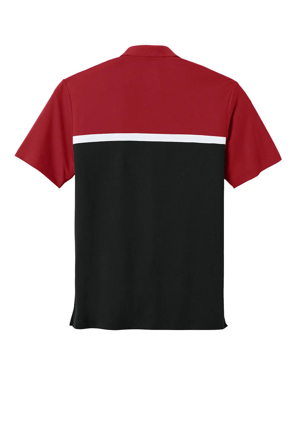 Sport-Tek Mens UV Micropique Colorblock Moisture Wicking Short Sleeve Polo Shirt - Deep Red/Black/White