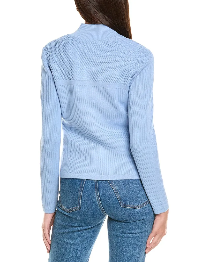 St. John Stretch Micro Pique Knit Collared Zip-Up Jacket